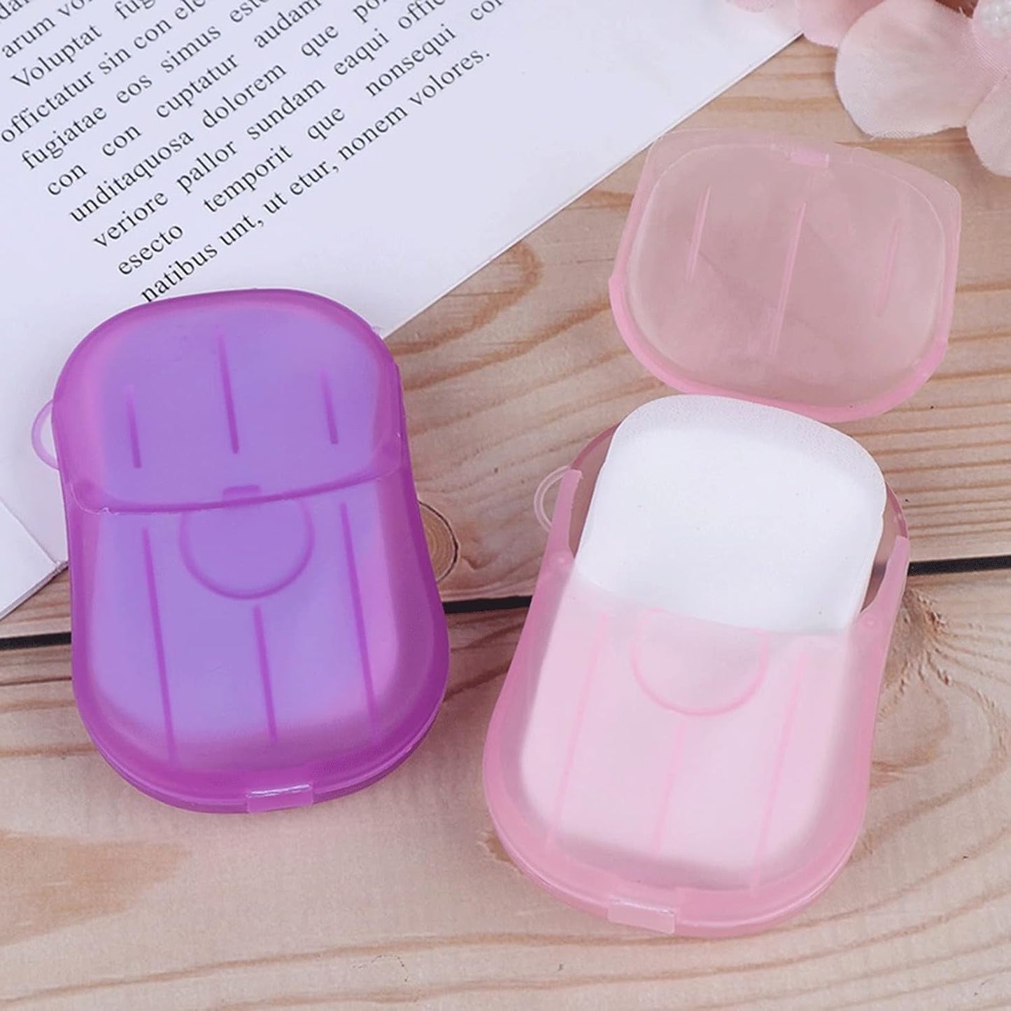 Travel Paper Soap Sheets with Mini Box – 20 Sheets, Random Color
