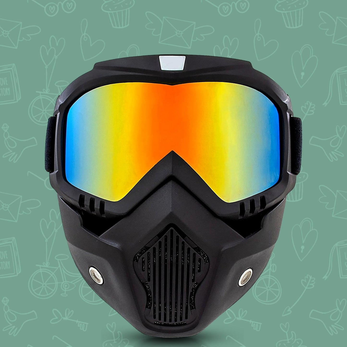 Motorcycle Goggles with Detachable Face Mask – Windproof, UV-Proof, Anti-Scratch Riding Glasses for Off-Road, Cycling, Racing