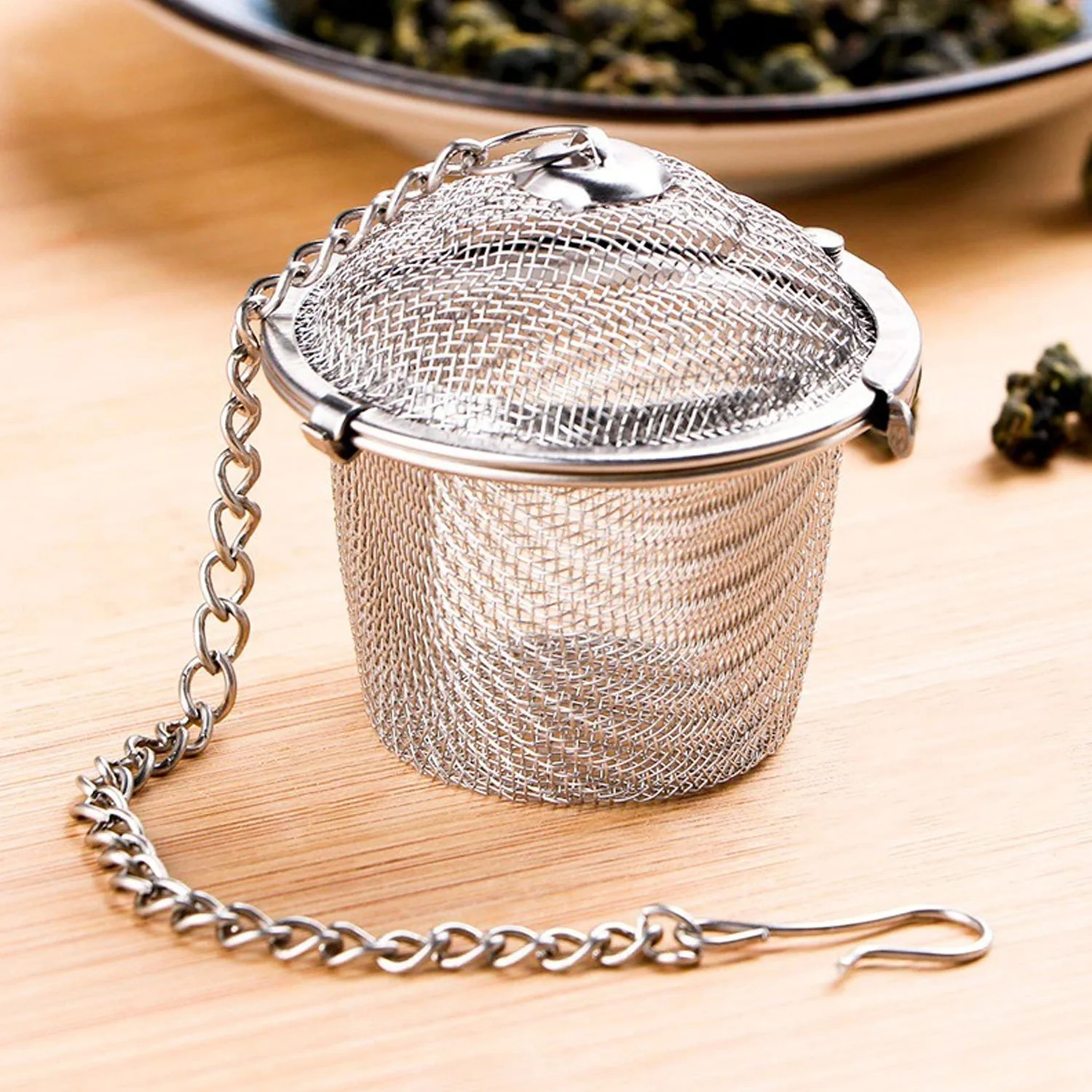 Stainless Steel Mesh Ball Tea Infuser with Chain for Spices & Loose Leaf