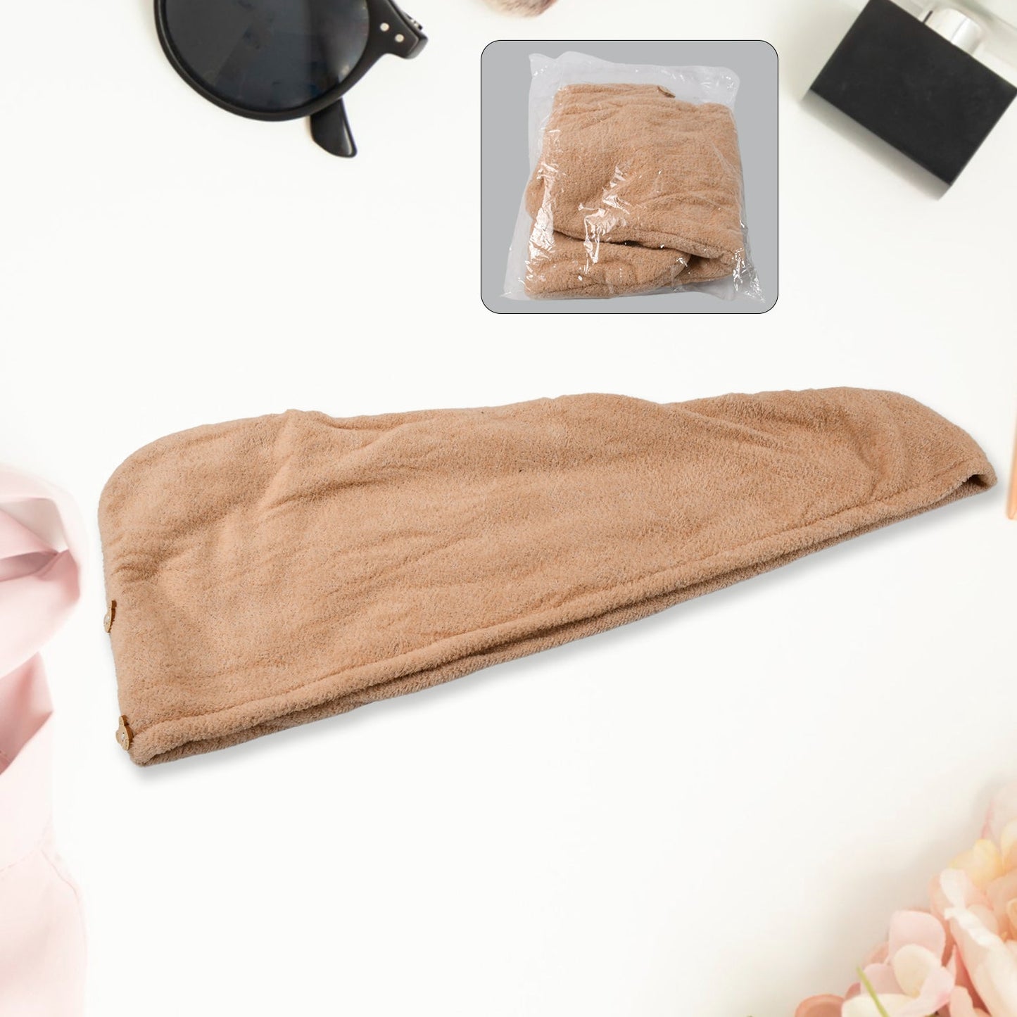 Microfiber Hair Wrap Towel Cap – Quick-Dry Turban for Hair Drying (1 Pc)