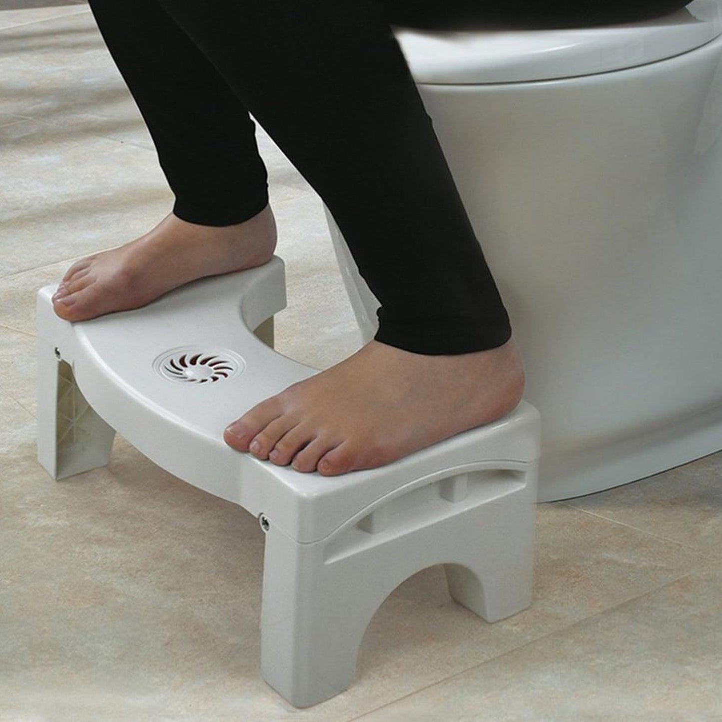 Plastic Non-Slip Folding Toilet Squat Stool – White (Compact Design)