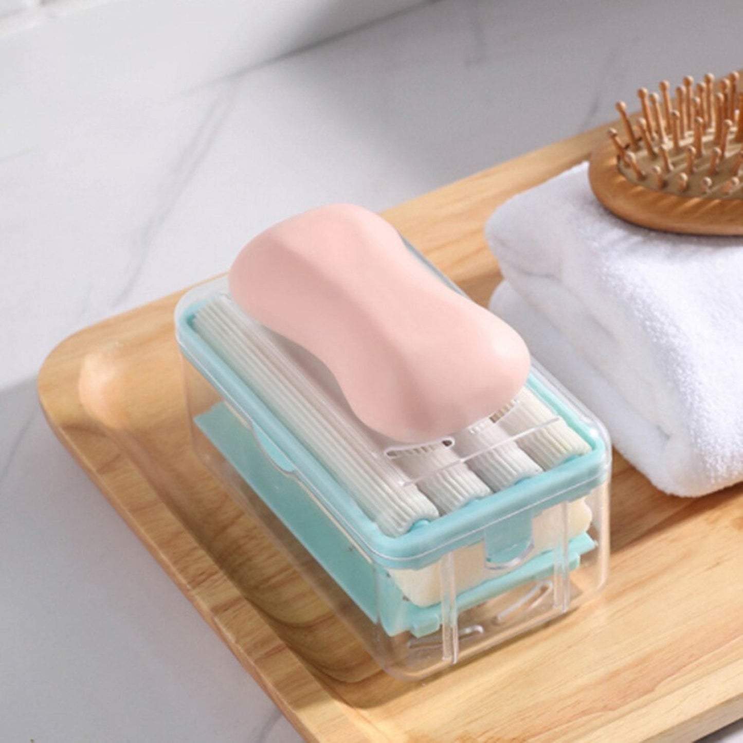 2-in-1 Portable Soap Dish & Dispenser with Roller – Home & Kitchen Use