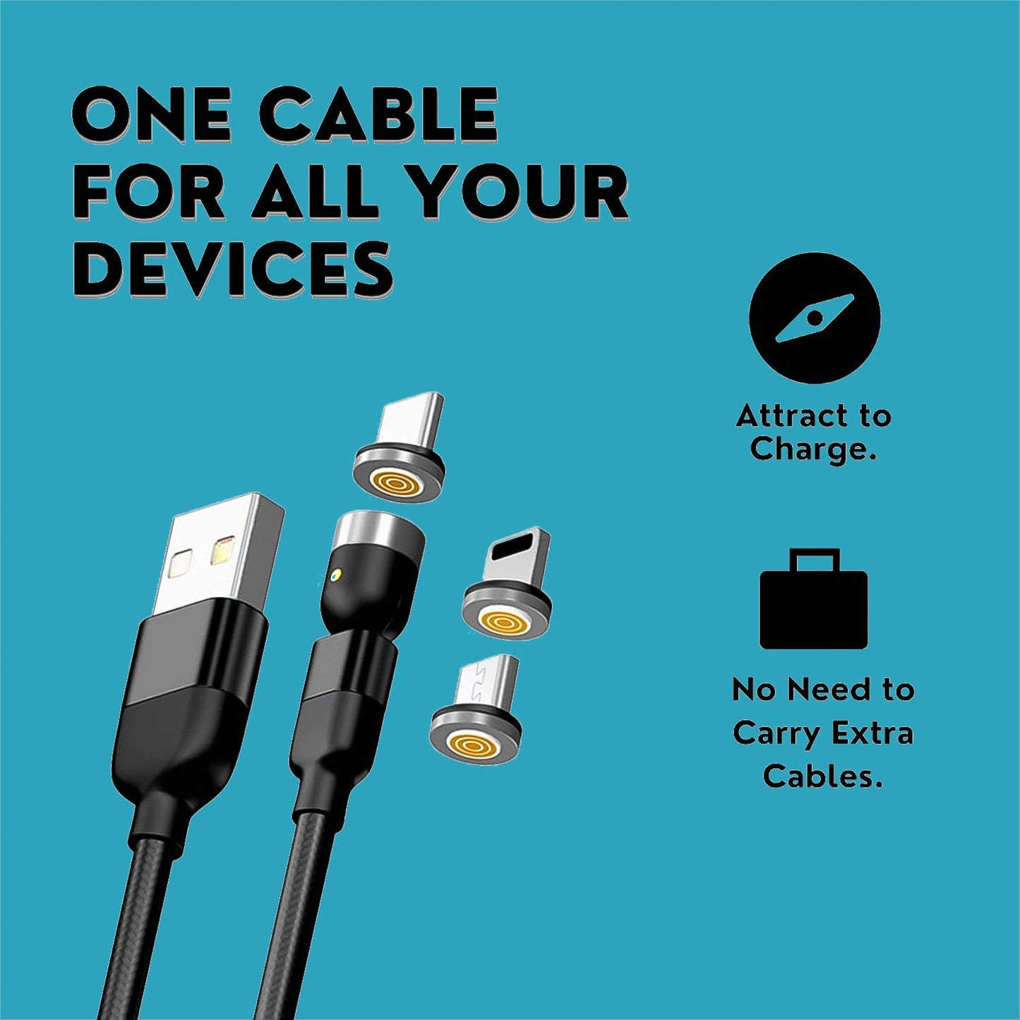 3 in 1 Magnetic USB Charging Cable – Nylon Braided & Fast Charging