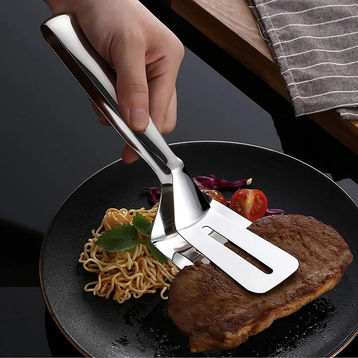 Multifunction Stainless Steel Cooking Tong for Frying, Grilling & BBQ