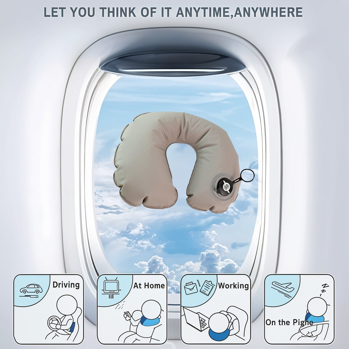 Premium Inflatable Travel Neck Pillow with Air Valve – U-Shape Comfort (1 Pc)