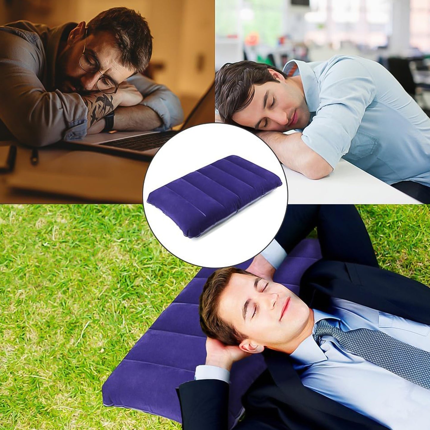 Velvet Air Inflatable Travel Pillow – Soft & Portable (Blue)