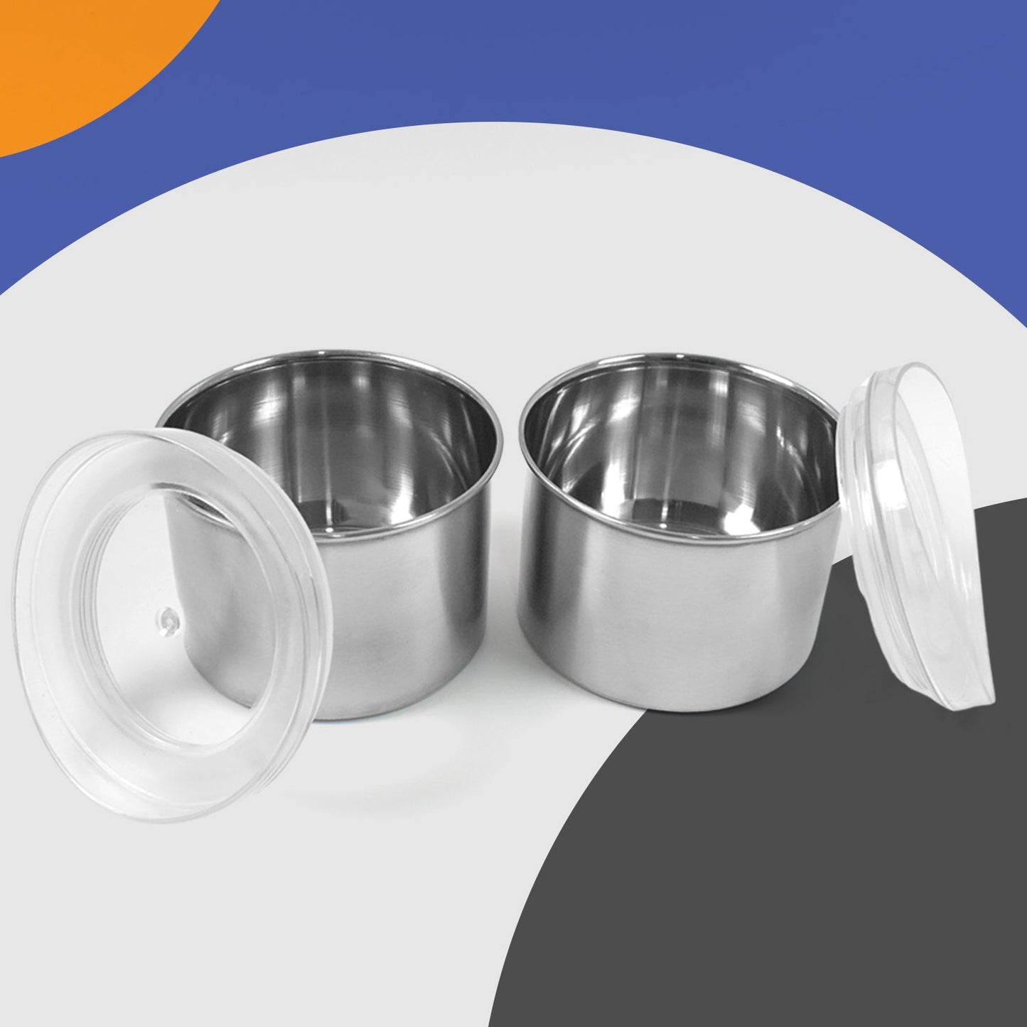 Stainless Steel Airtight Containers with See-Through Lid – 2 Pc (500 ML)