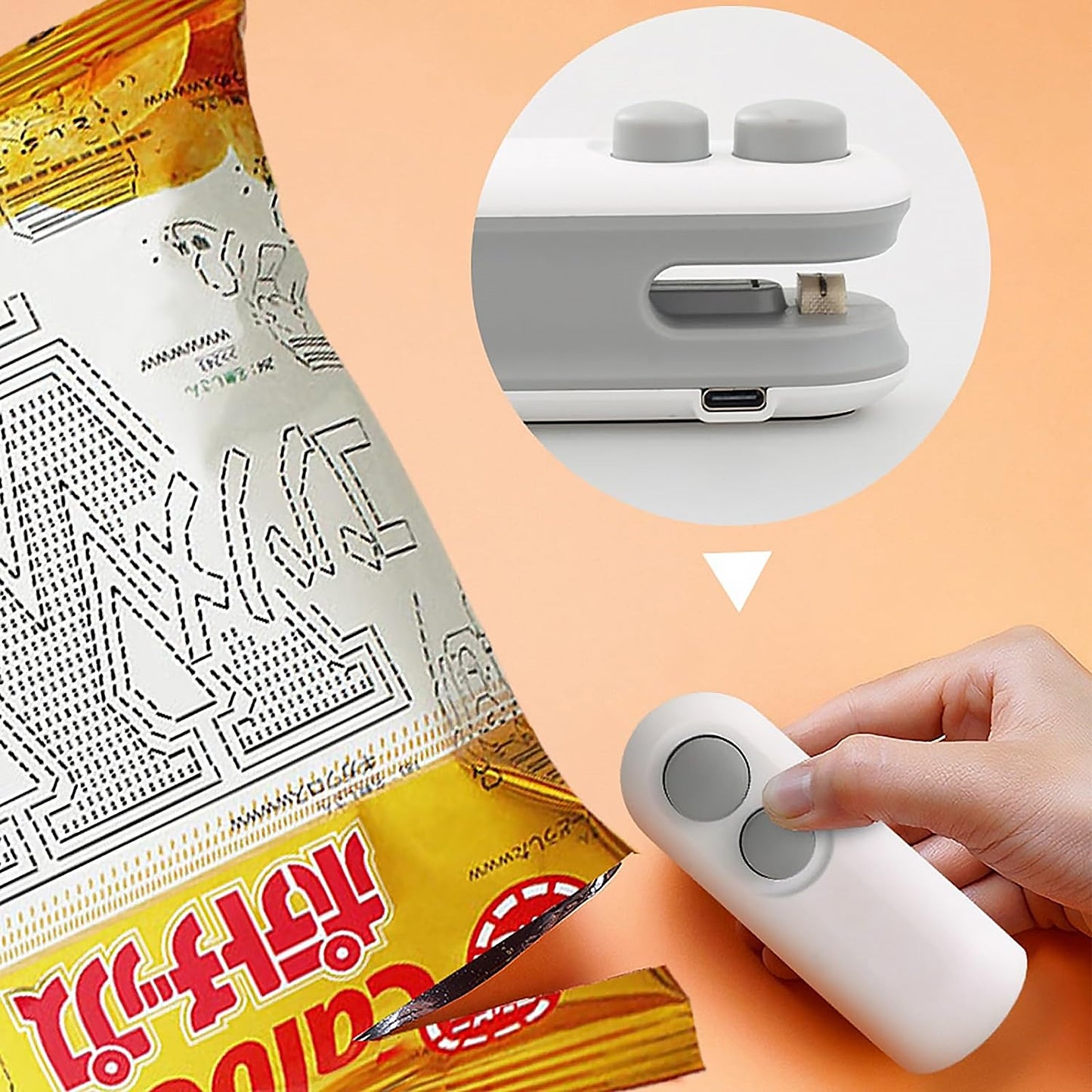 Mini Bag Sealer – 2-in-1 Heat Sealer & Cutter, USB Rechargeable