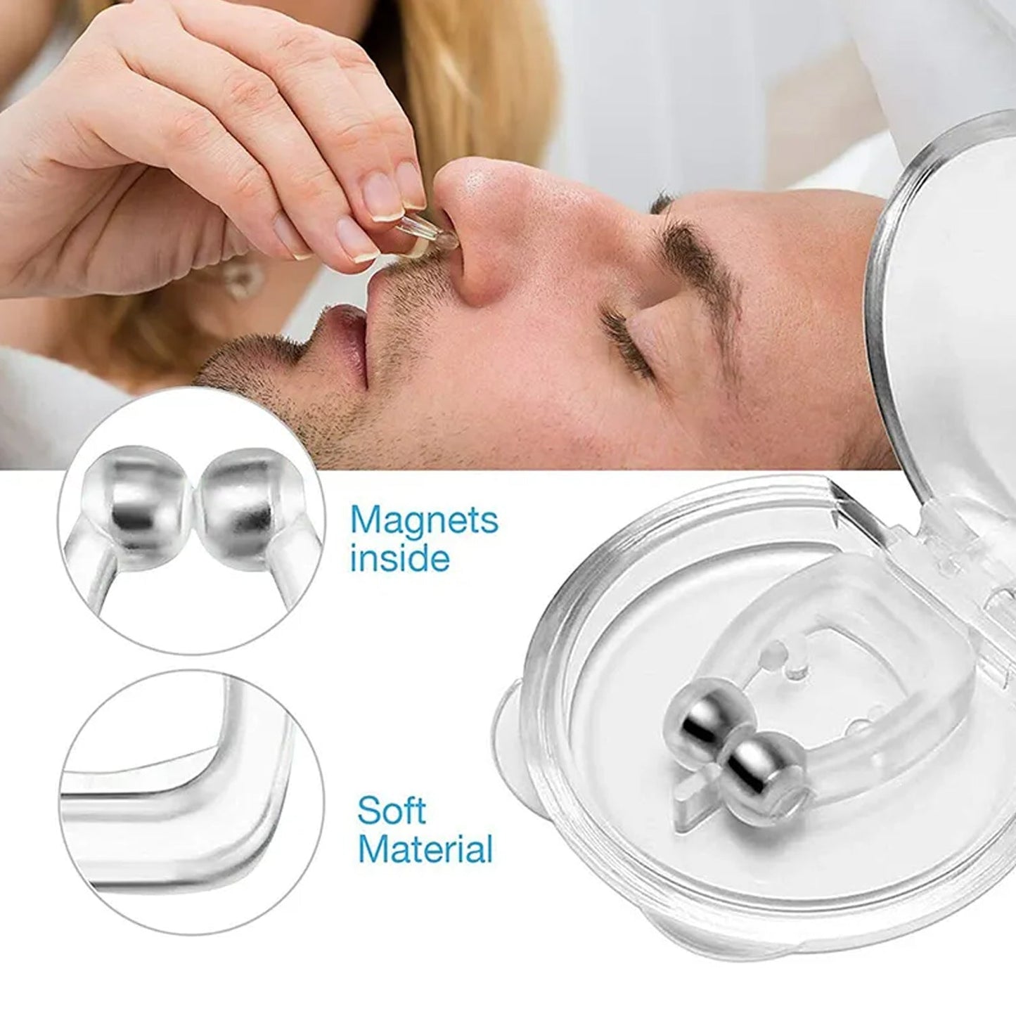 Anti-Snore Nose Clip for Heavy Snorers – Silicone, Magnetic (1 Pc)