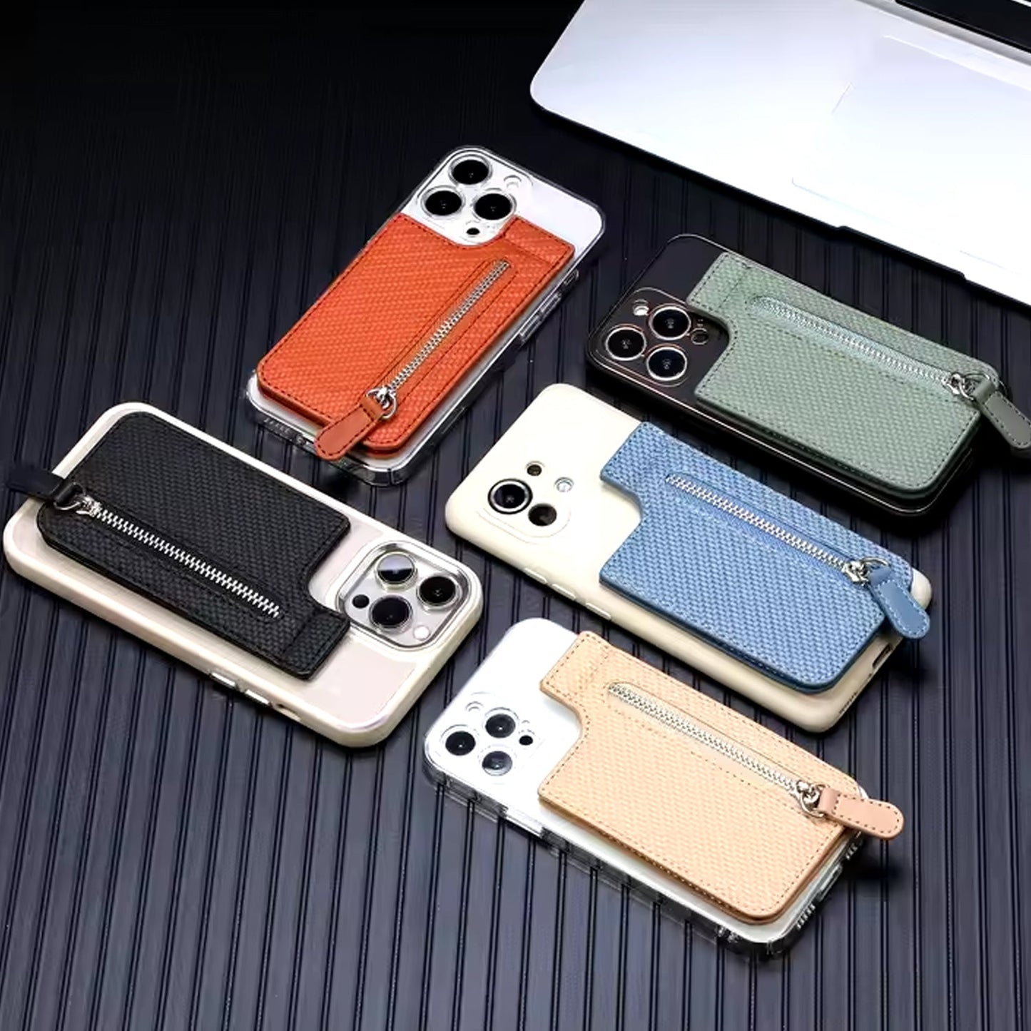 Adhesive Card Holder with Zipper for Phones – 1 Pc (Random Color)