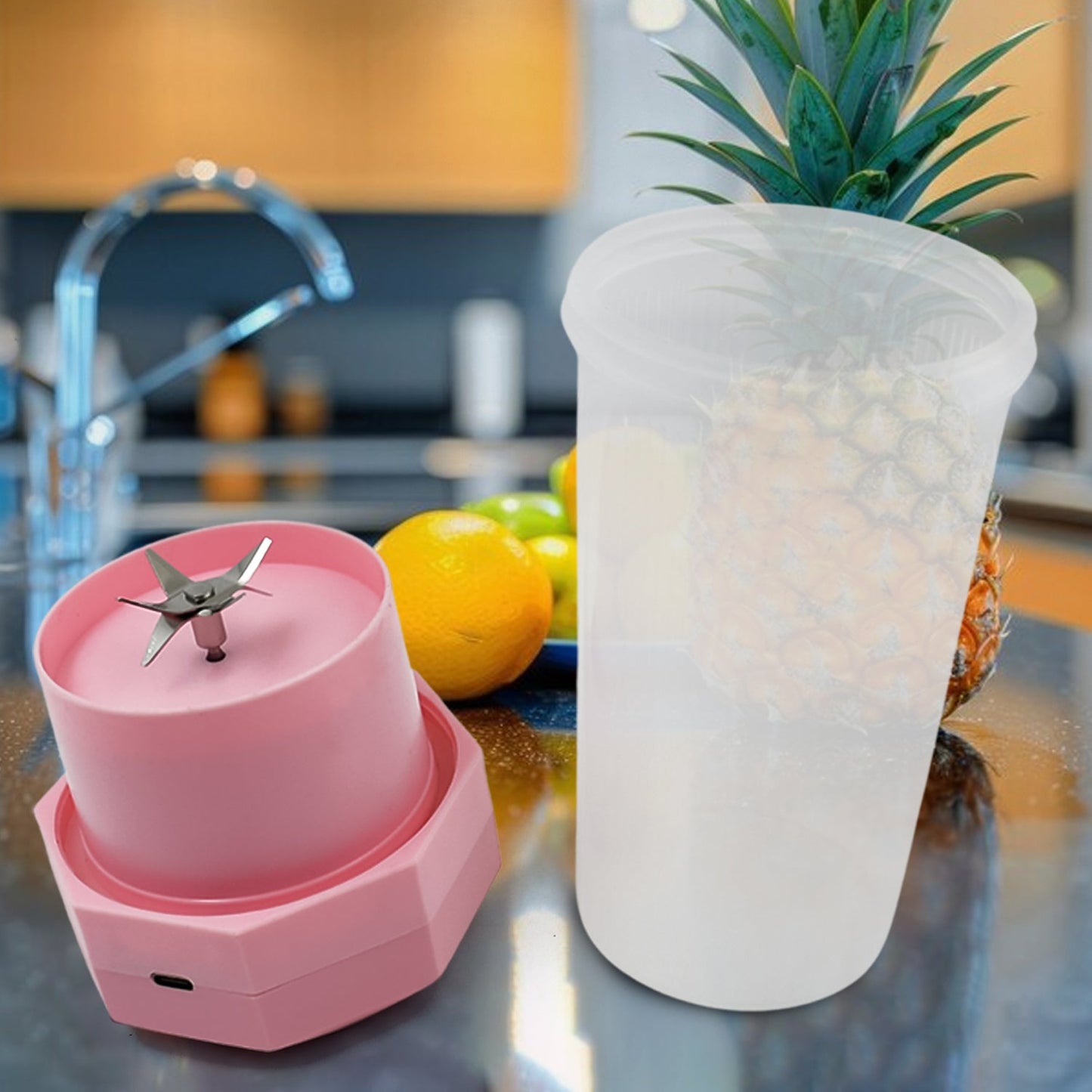 Portable Multifunctional Electric Juicer Cup – USB Rechargeable, 6-Blade (350ML)