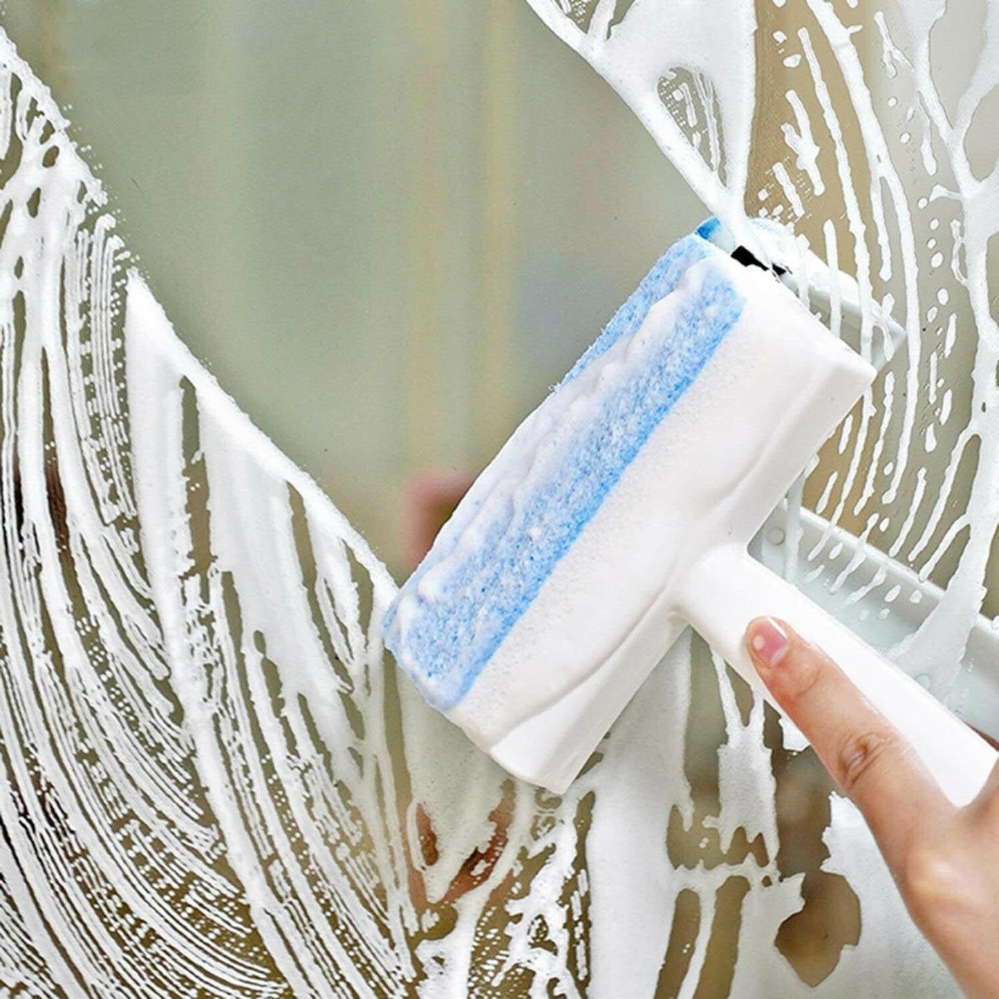 2-in-1 Glass Wiper & Scrub Brush – Double-Sided Mirror & Tile Cleaner