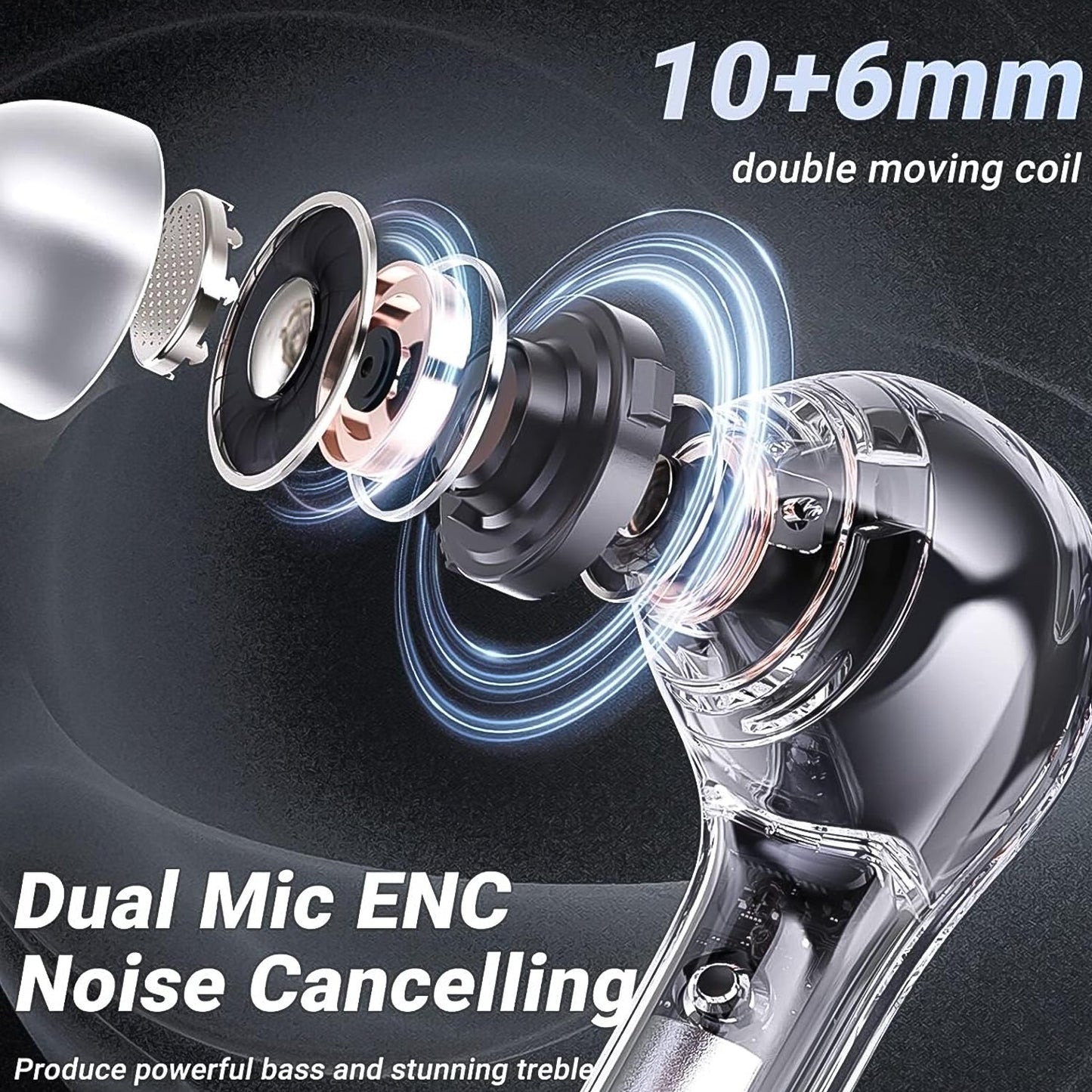 Wireless Bluetooth 5.3 In-Ear Earbuds with Mic & LED Display