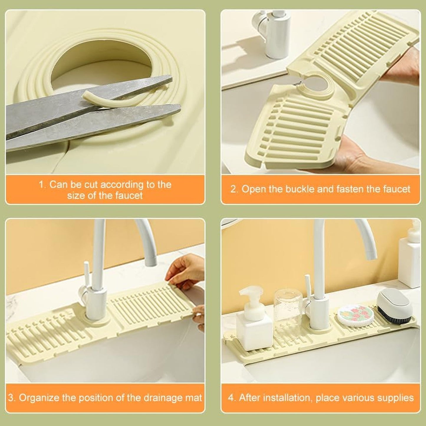 Silicone Sink Faucet Mat – Water Splash Guard (1 Pc, 33x12 Cm)