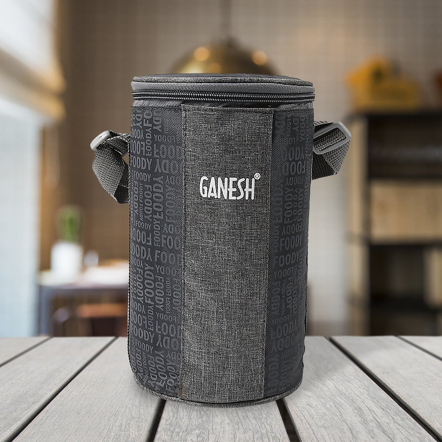 Ganesh 4in1 Lunch Box Set with 3 Steel Containers & Salad Box + Zip Bag