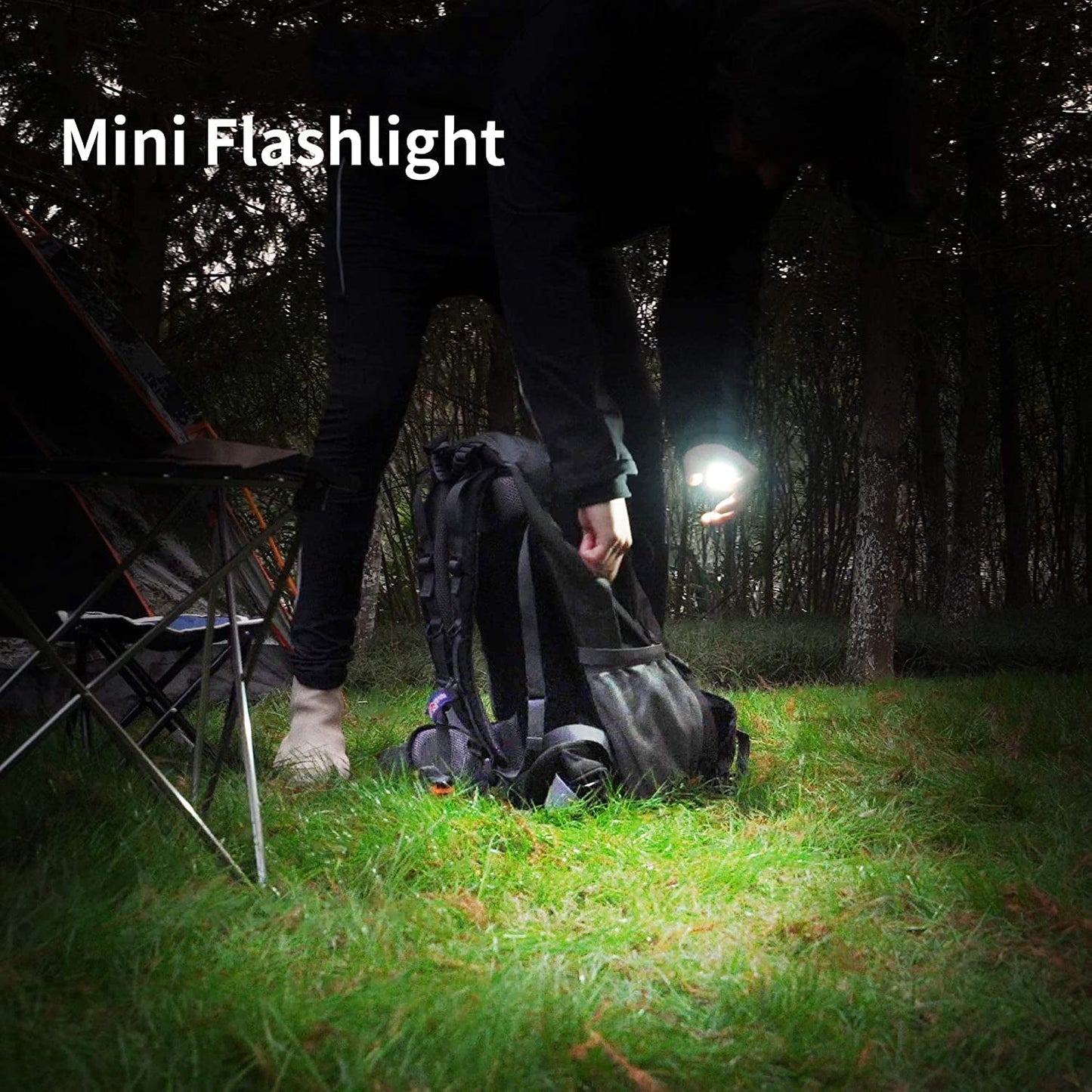 LED Keychain Flashlight for Camping, Hiking & Emergency Use with Folding Stand & Bottle Opener (Battery Operated)