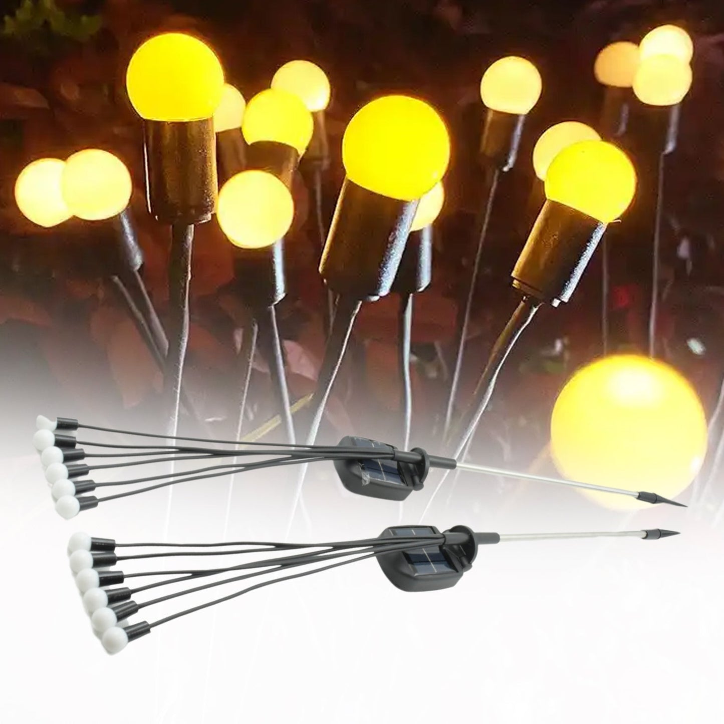 Solar Firefly Garden Lights – 2 Pc Set, 12 LED Warm LED Outdoor Garden Decor