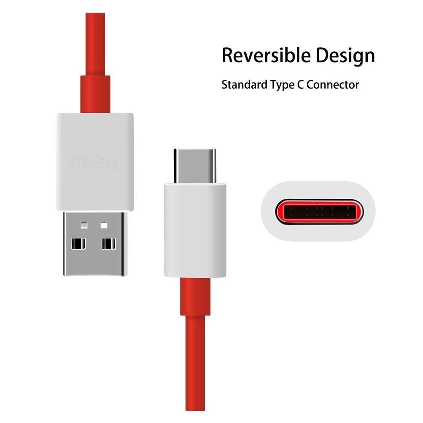 Type-C Fast Charging & Data Transfer USB Cable (Red, 1 Meter)