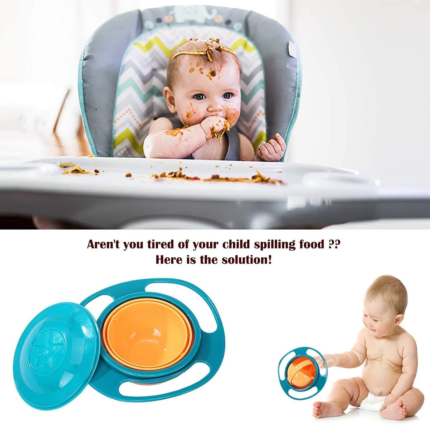 Rotating Baby Bowl – Spill-Proof Food Bowl for Kids & Toddlers
