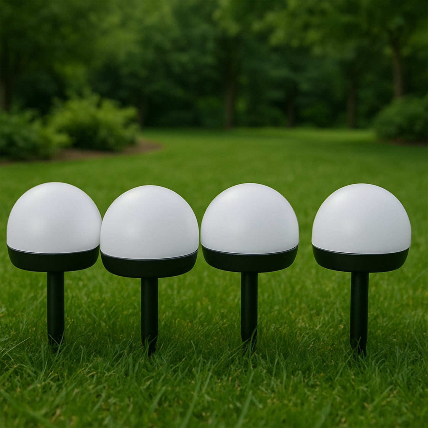 Dome Solar Garden Lights – 4 Pc LED Pathway Set, Auto On/Off