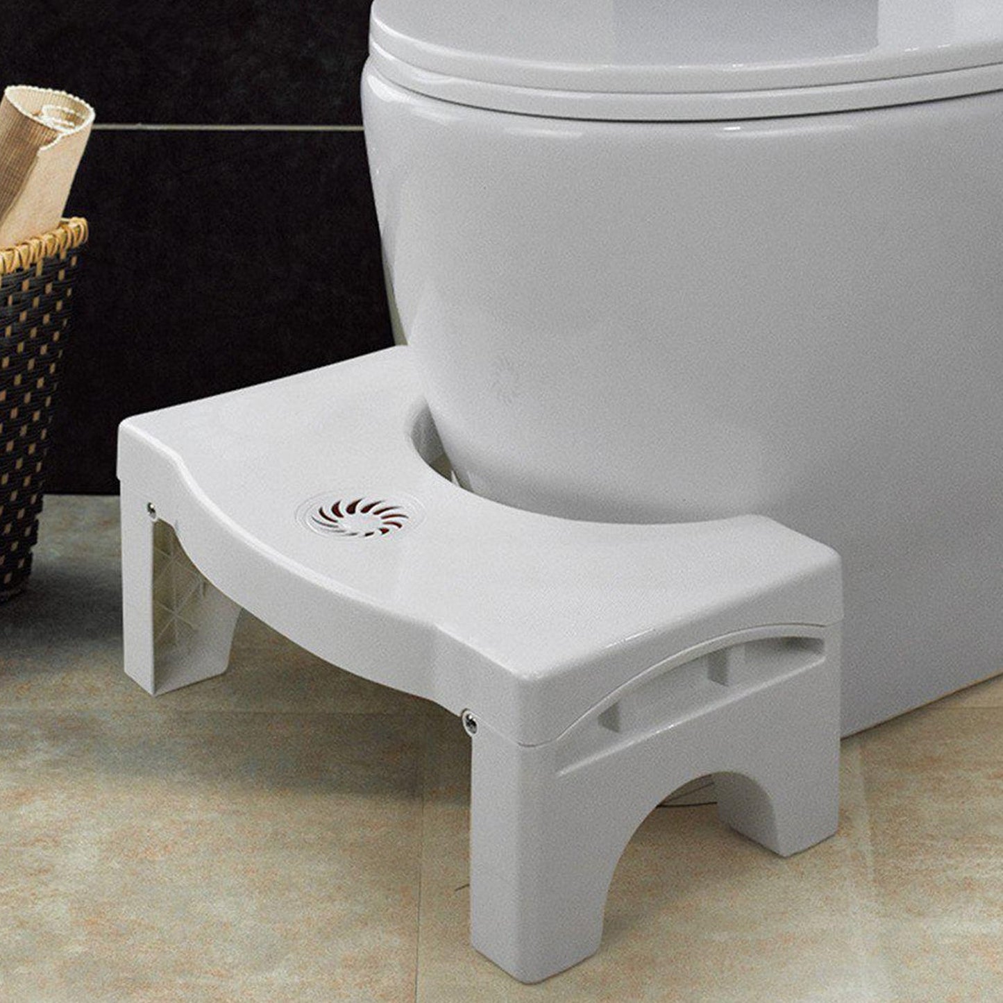 Plastic Non-Slip Folding Toilet Squat Stool – White (Compact Design)