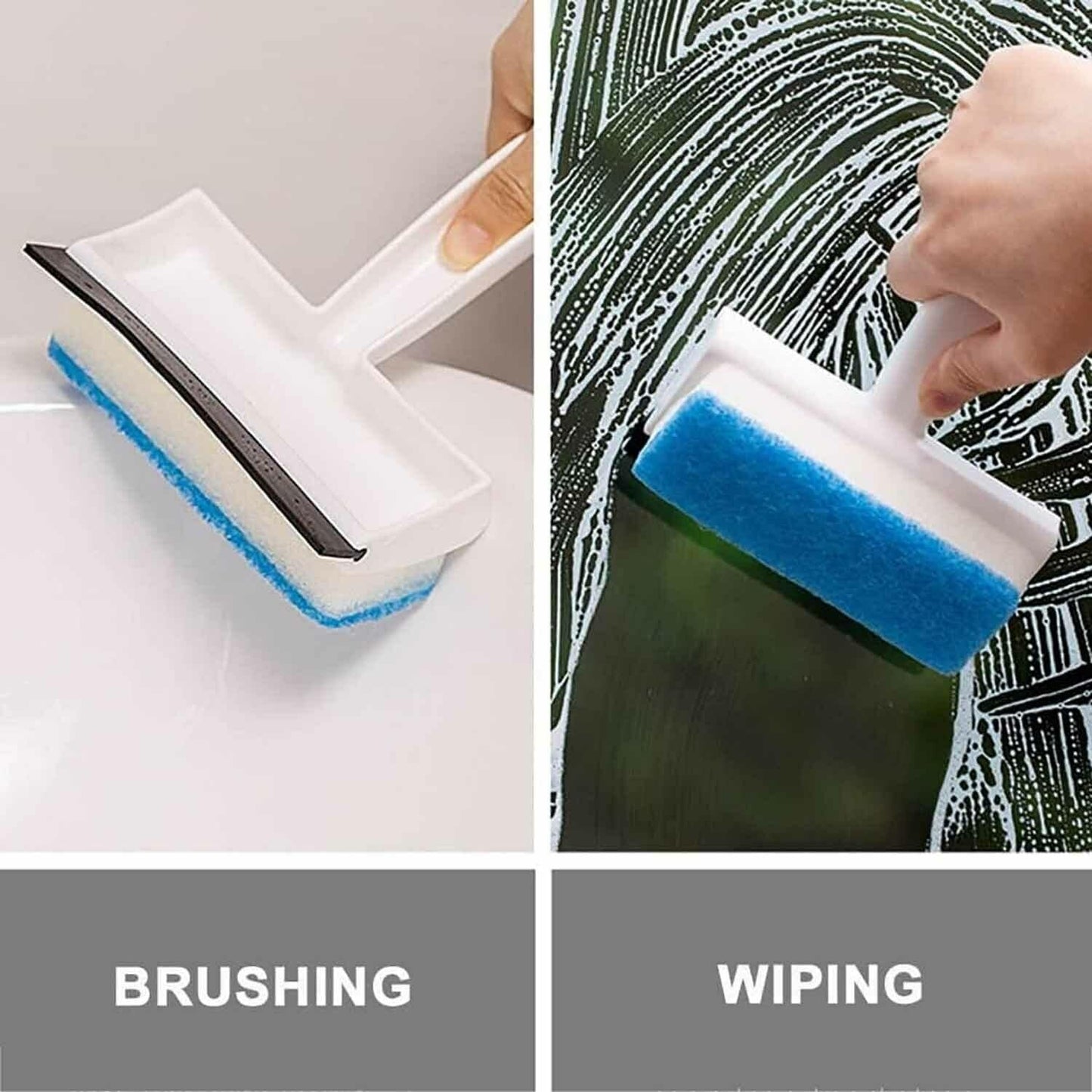2-in-1 Glass Wiper & Scrub Brush – Double-Sided Mirror & Tile Cleaner