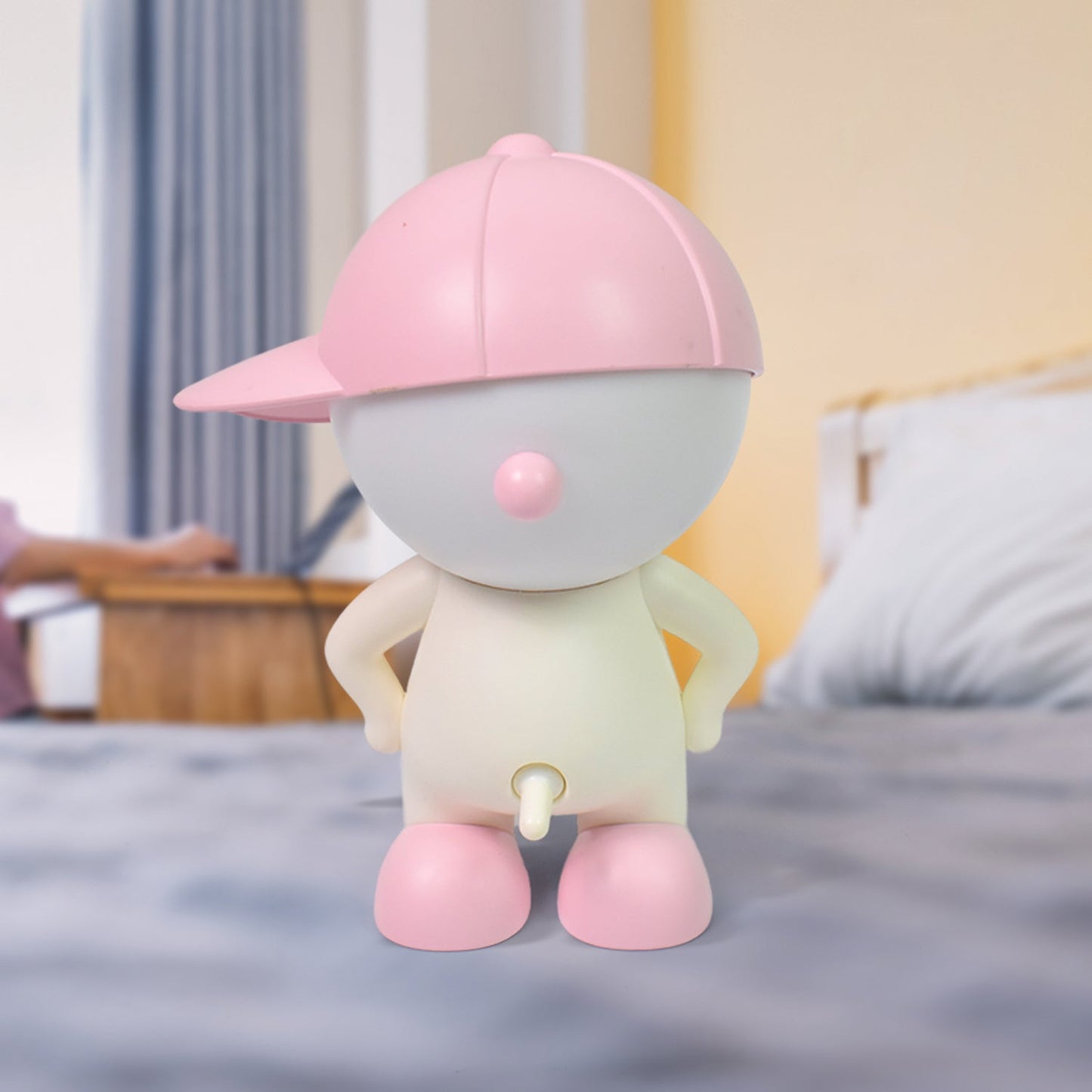 Cartoon LED Desk Night Light – USB Rechargeable with Head Cap