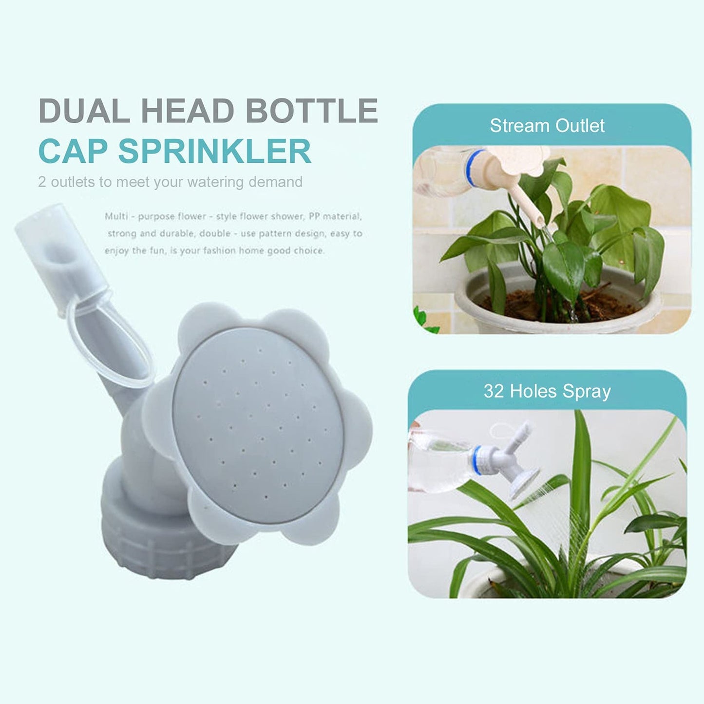 2-in-1 Bottle Cap Sprinkler with Dual Head Nozzle for Plants