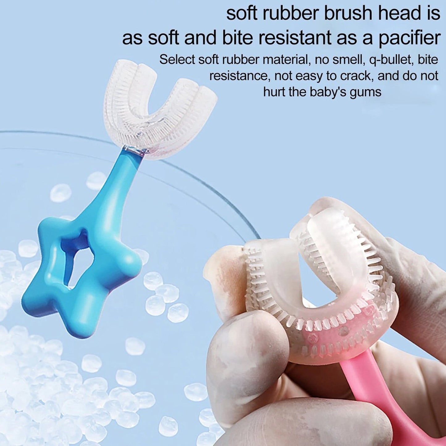 Star/U-Shape Silicone Toothbrush for Kids – Soft & Gentle Oral Care (1 Pc)
