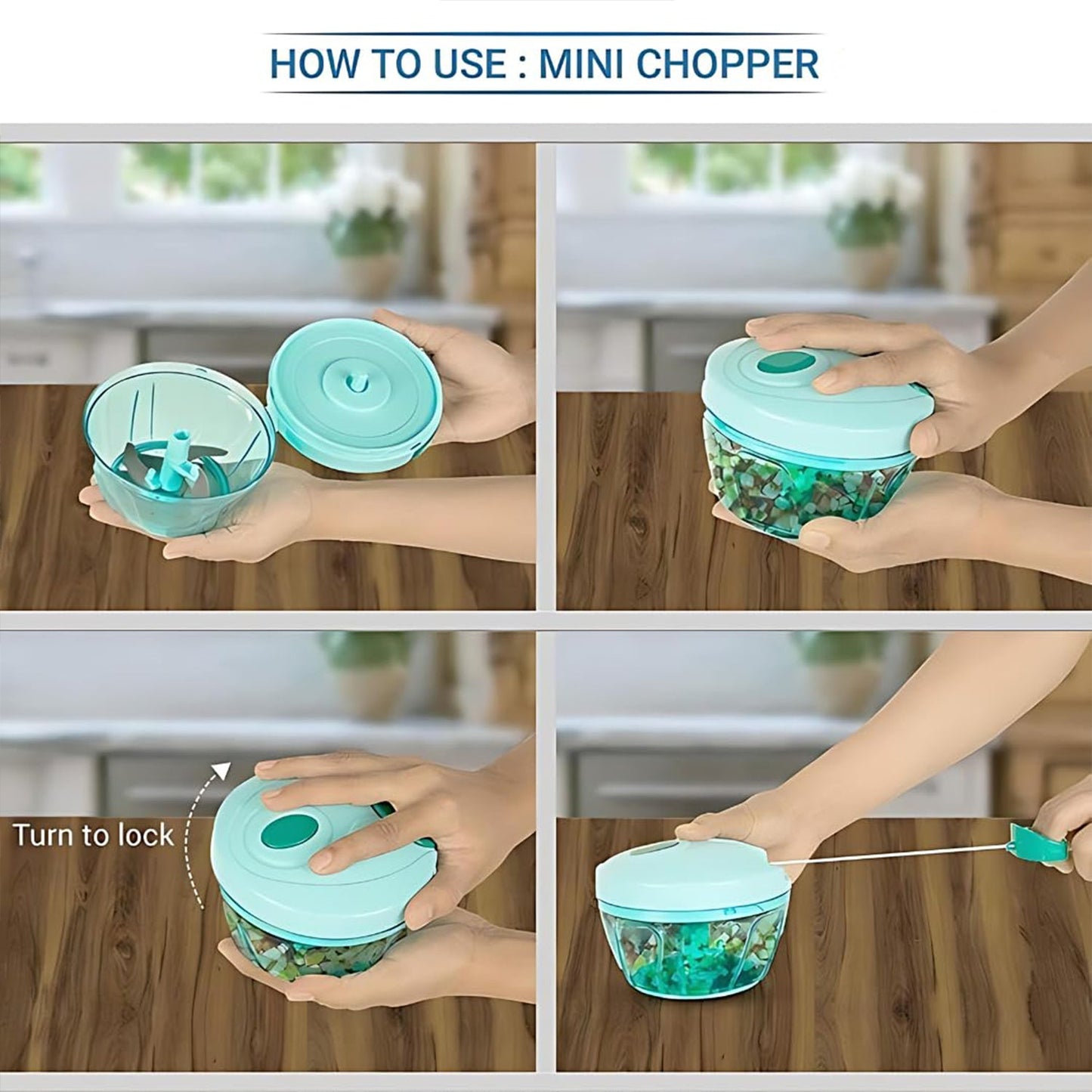 3-Blade Handy Chopper – 450ML Manual Cutter