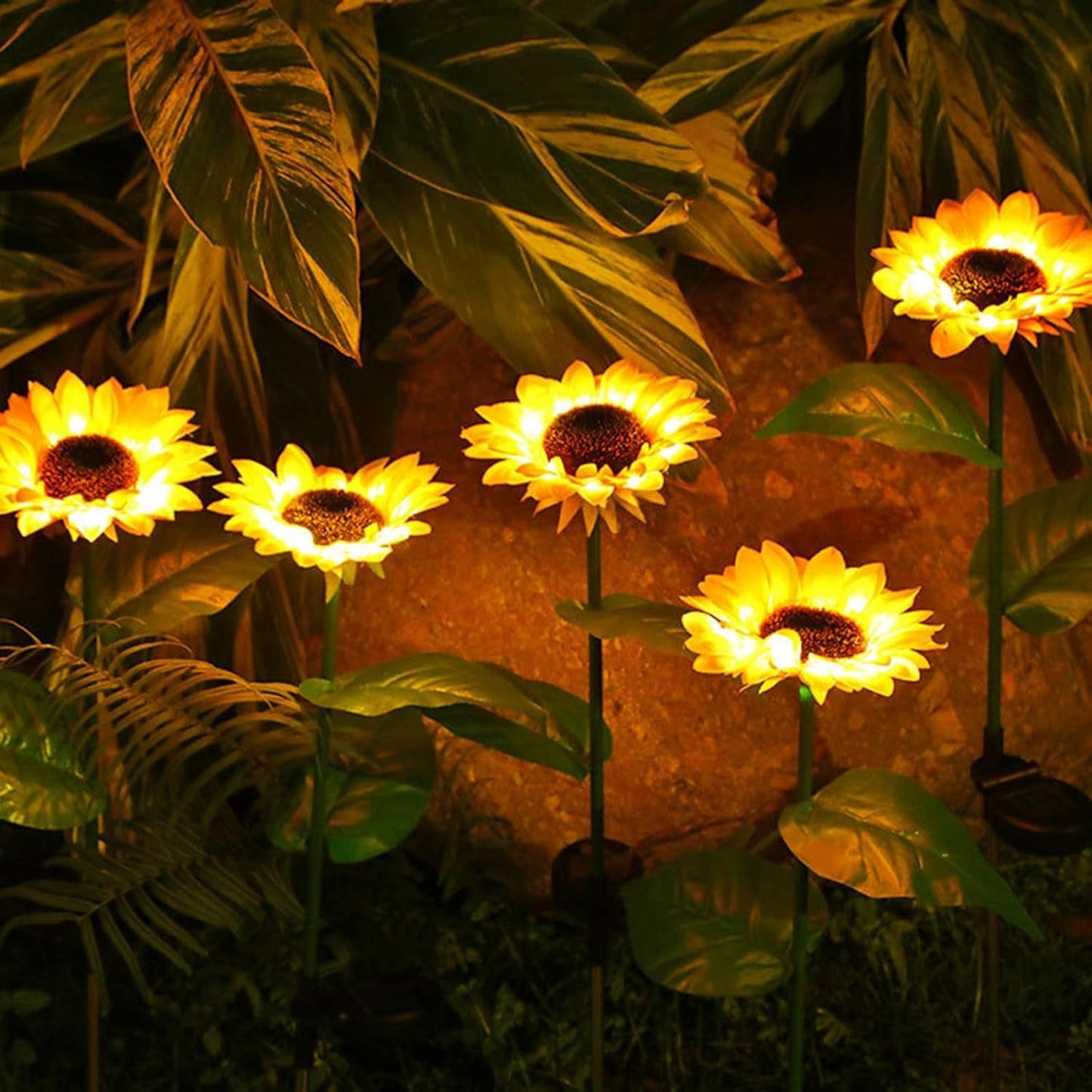 Solar Sunflower Garden Lights with Flash Mode & Waterproof Design - Set of 2
