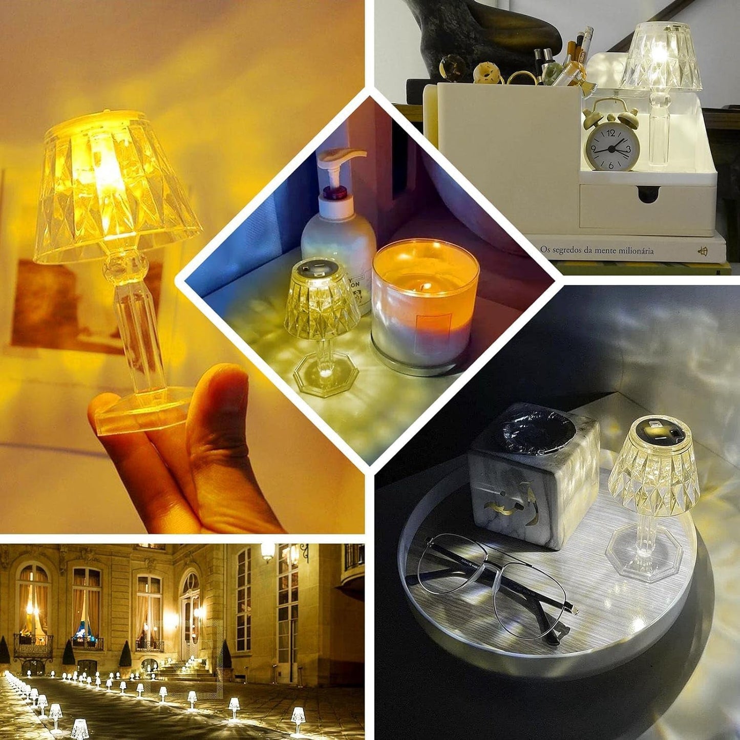 Mini Acrylic LED Crystal Table Lamp – Portable Desk Decor (1 Pc / Small)