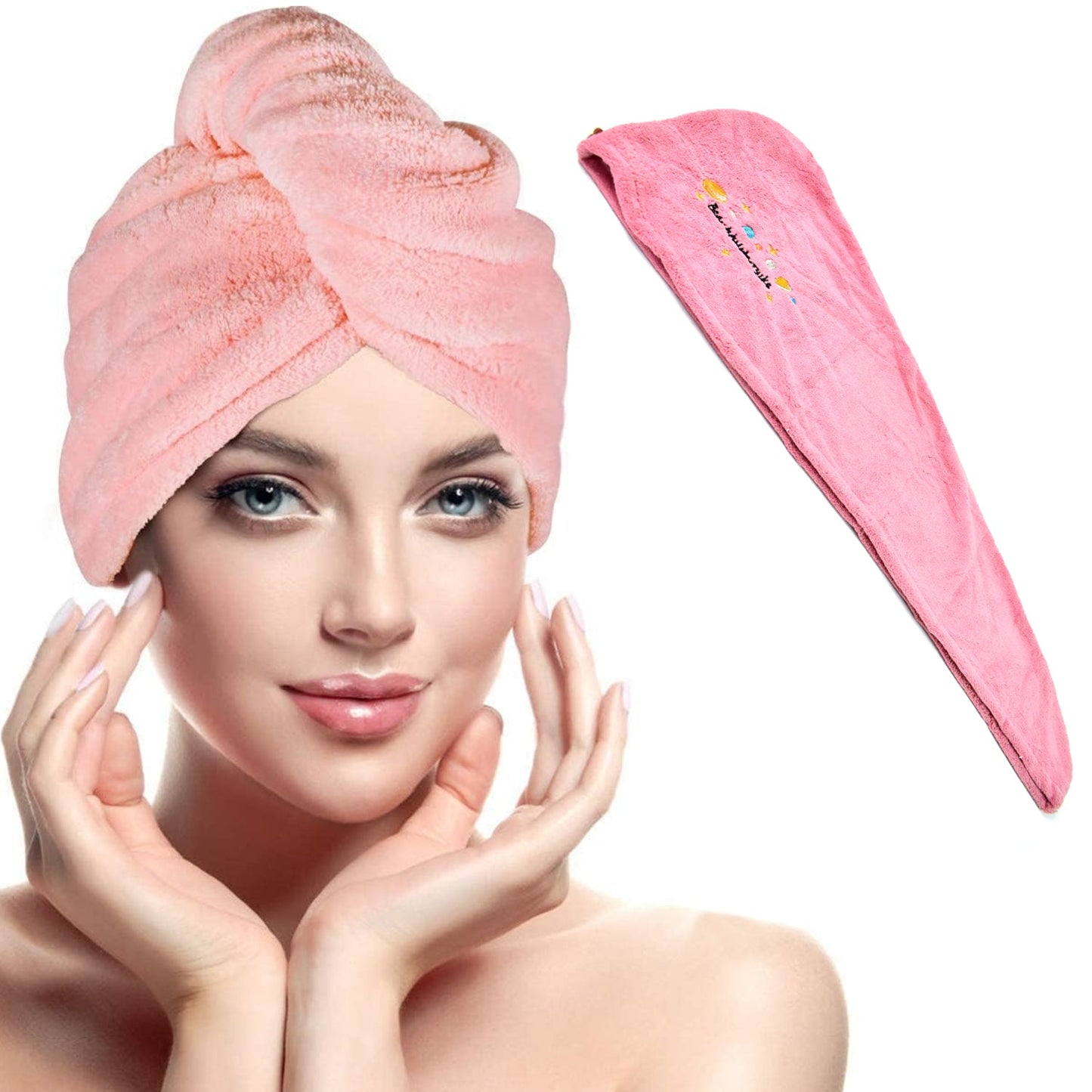 Microfiber Hair Wrap Towel Cap (1 Pc / 63x23 Cm / Random Color)