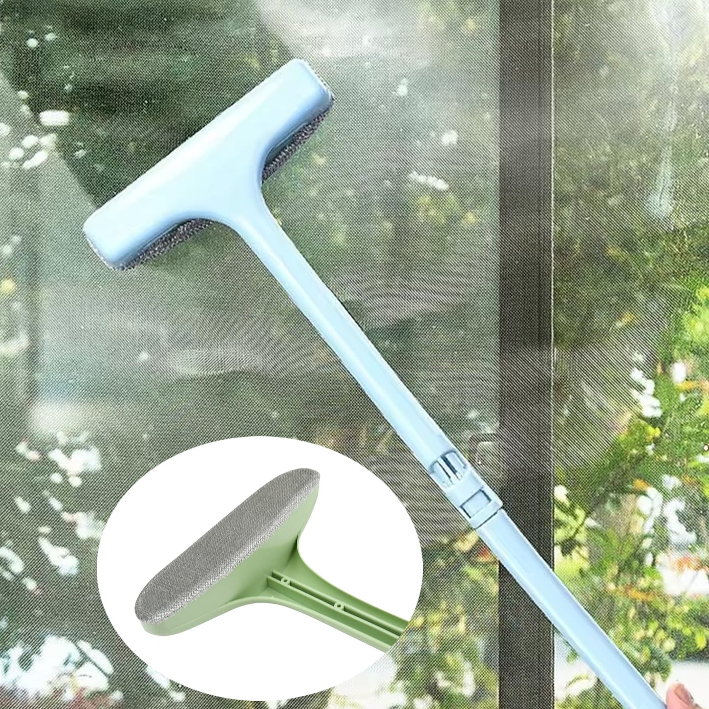 Window Screen Cleaning Brush – Extendable Handle, Multi-Surface Use (1 Pc)