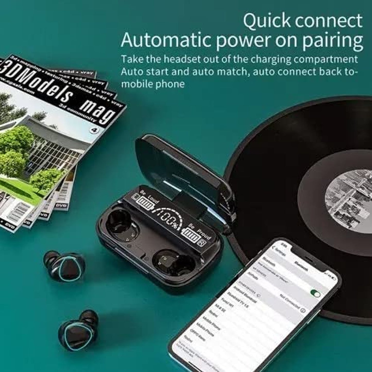 Wireless Bluetooth 5.1 Mini Earbuds with LED Display & Mic