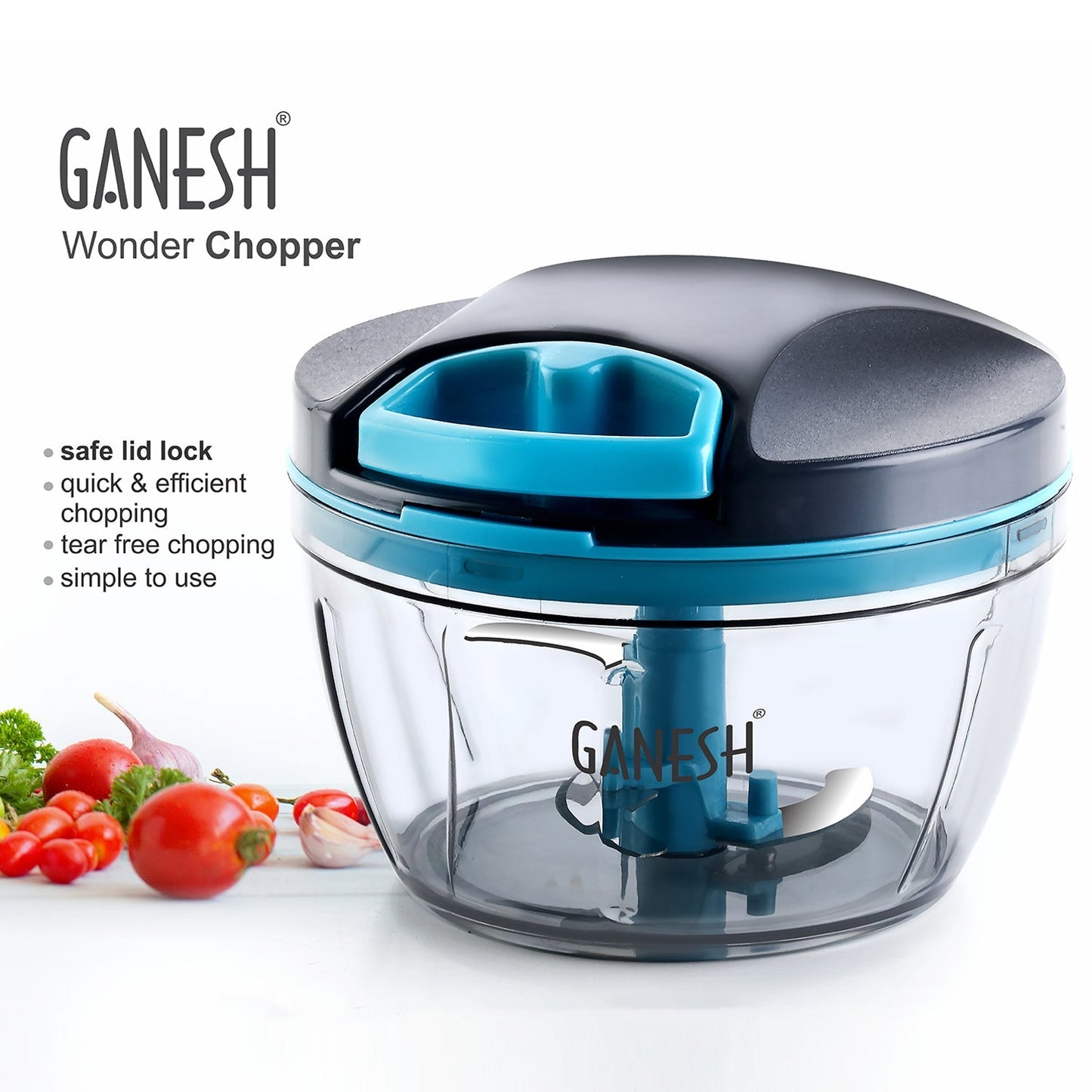 GANESH Wonder Chopper, Grey – 470ml, BPA Free, No Electricity Needed