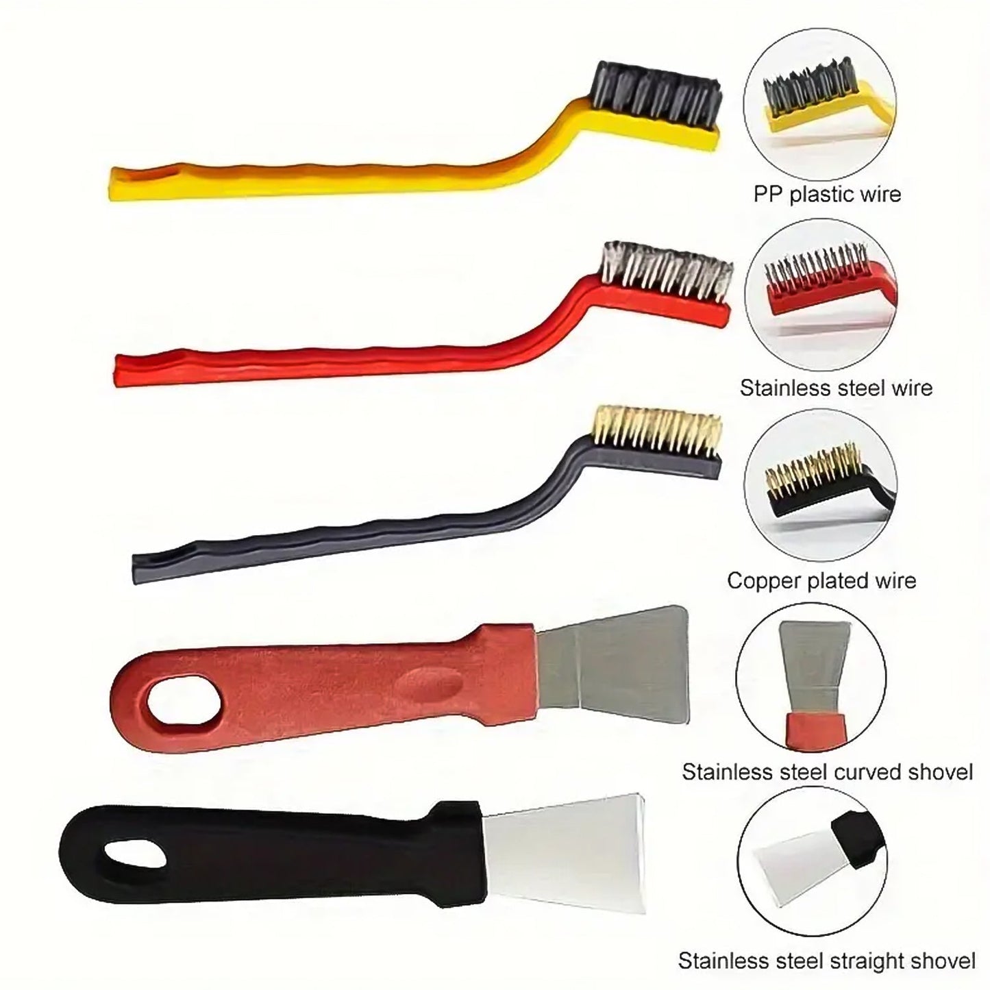 Wire Brush and Scraper Set – 5 Pcs for Rust, Paint & Dirt Removal