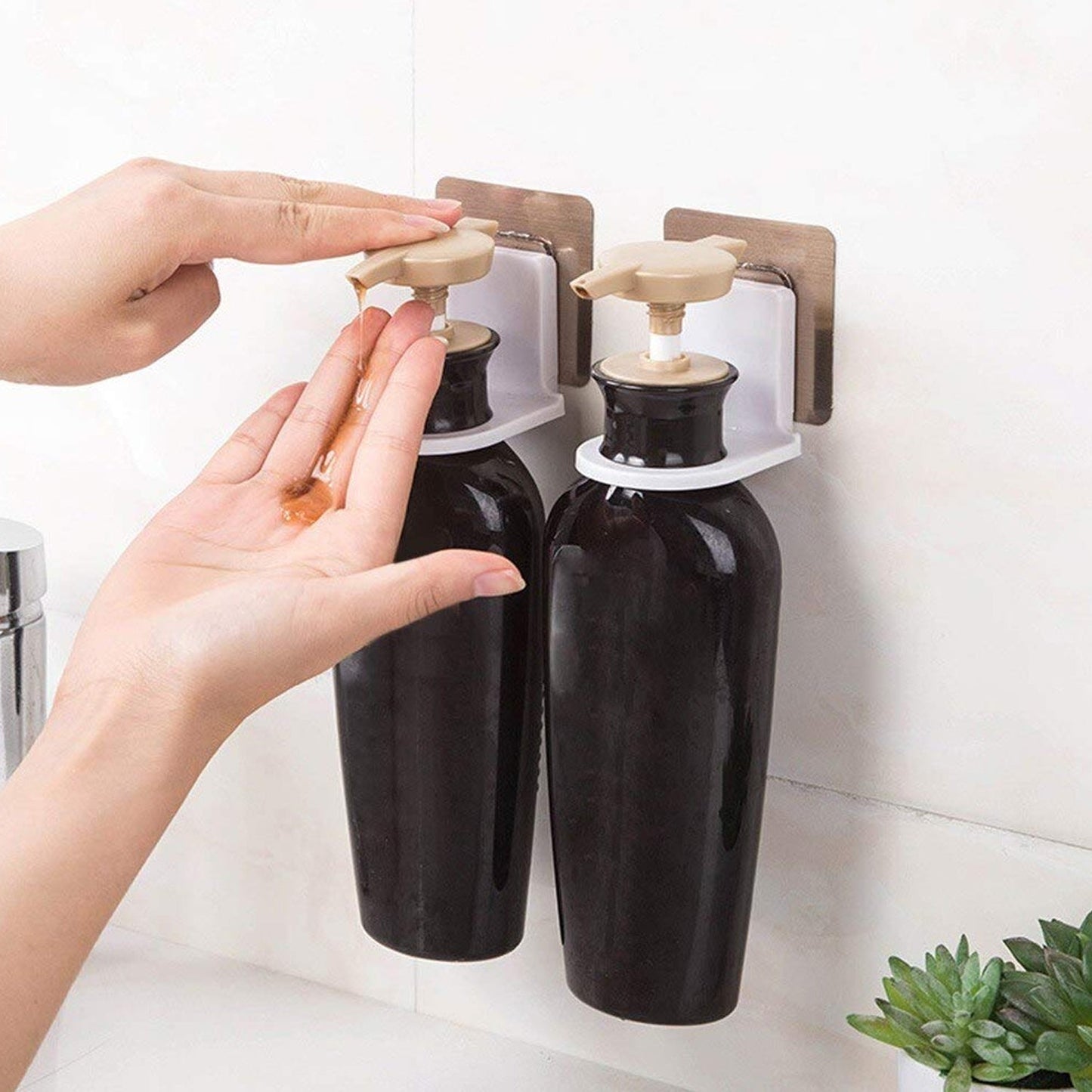 Wall-Mounted Adhesive Hook for Shampoo Bottles & Soap – Strong Hold (1 Pc)