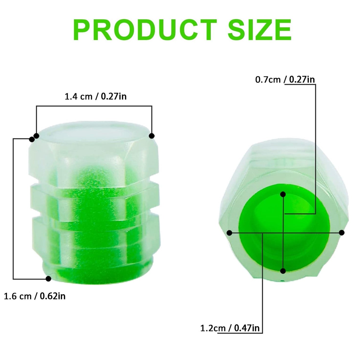Luminous Glow Tyre Valve Caps for Cars & Bikes - 4 Pcs, Mixed Color