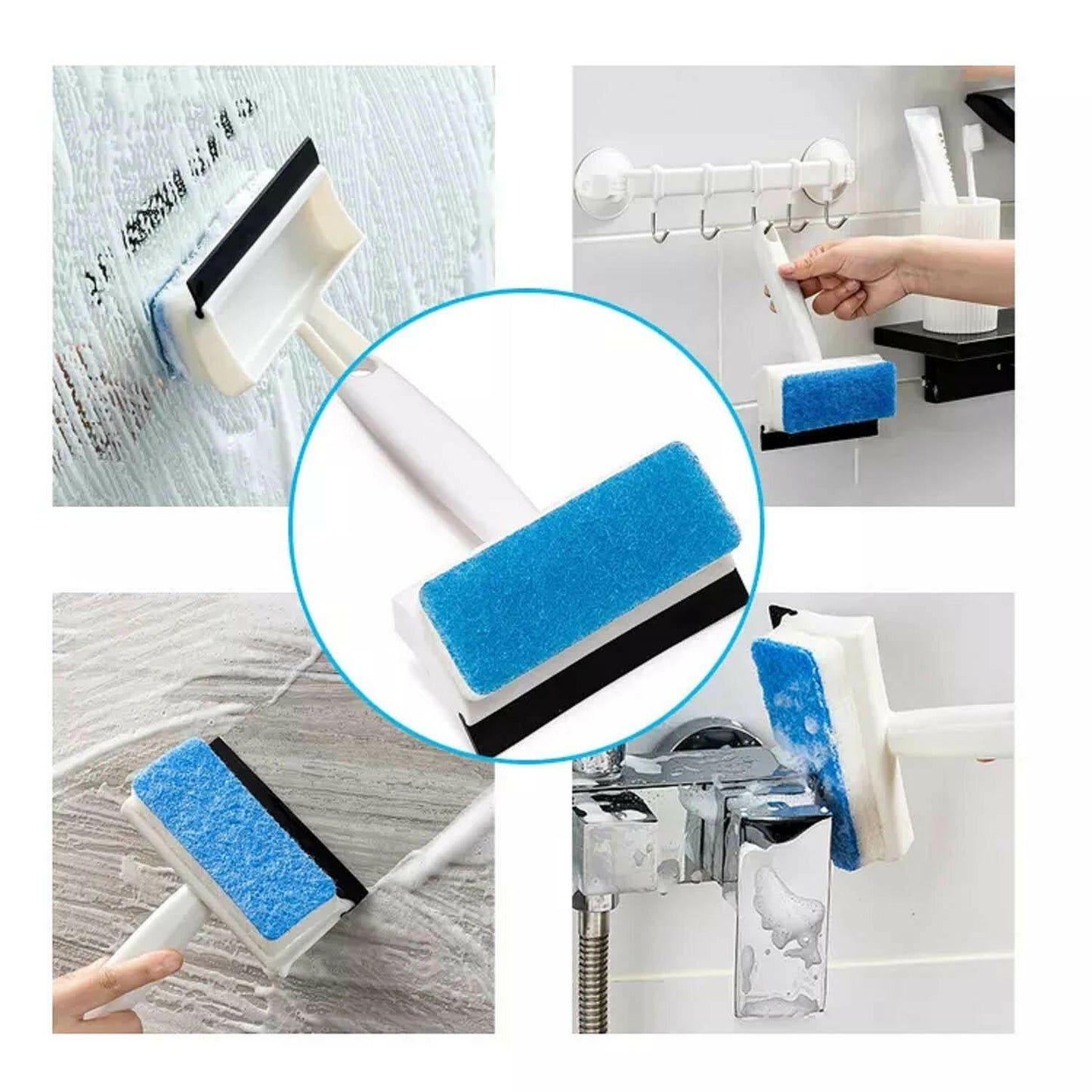2-in-1 Glass Wiper & Scrub Brush – Double-Sided Mirror & Tile Cleaner