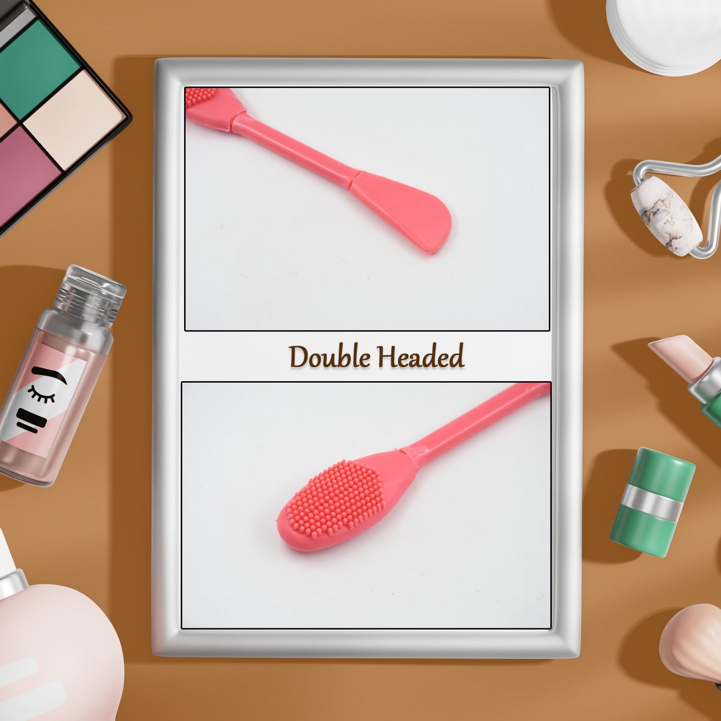 2-in-1 Silicone Mask Brush – Dual-Head Tool for Face Cleansing & Mask Use