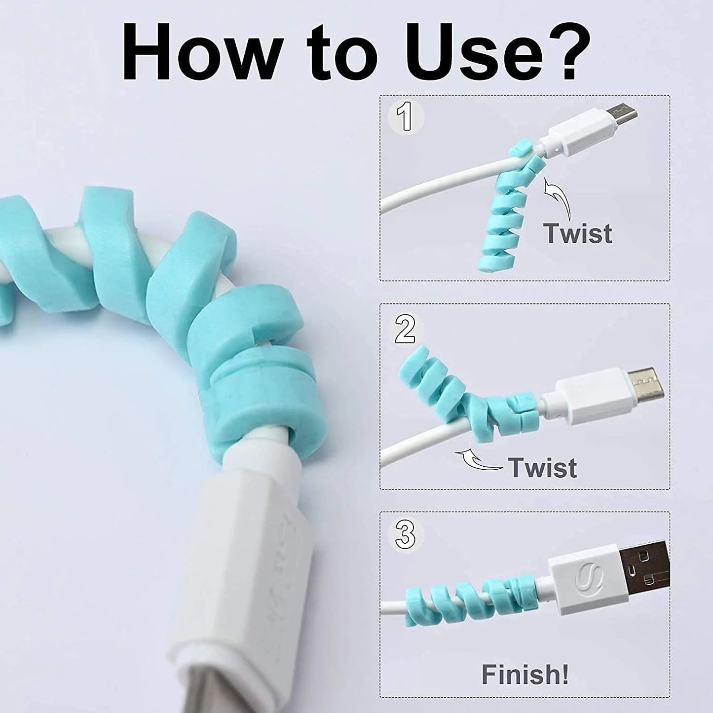 Spiral Cable Protectors for Charger & Data Cords – Universal Fit (Pack of 10)