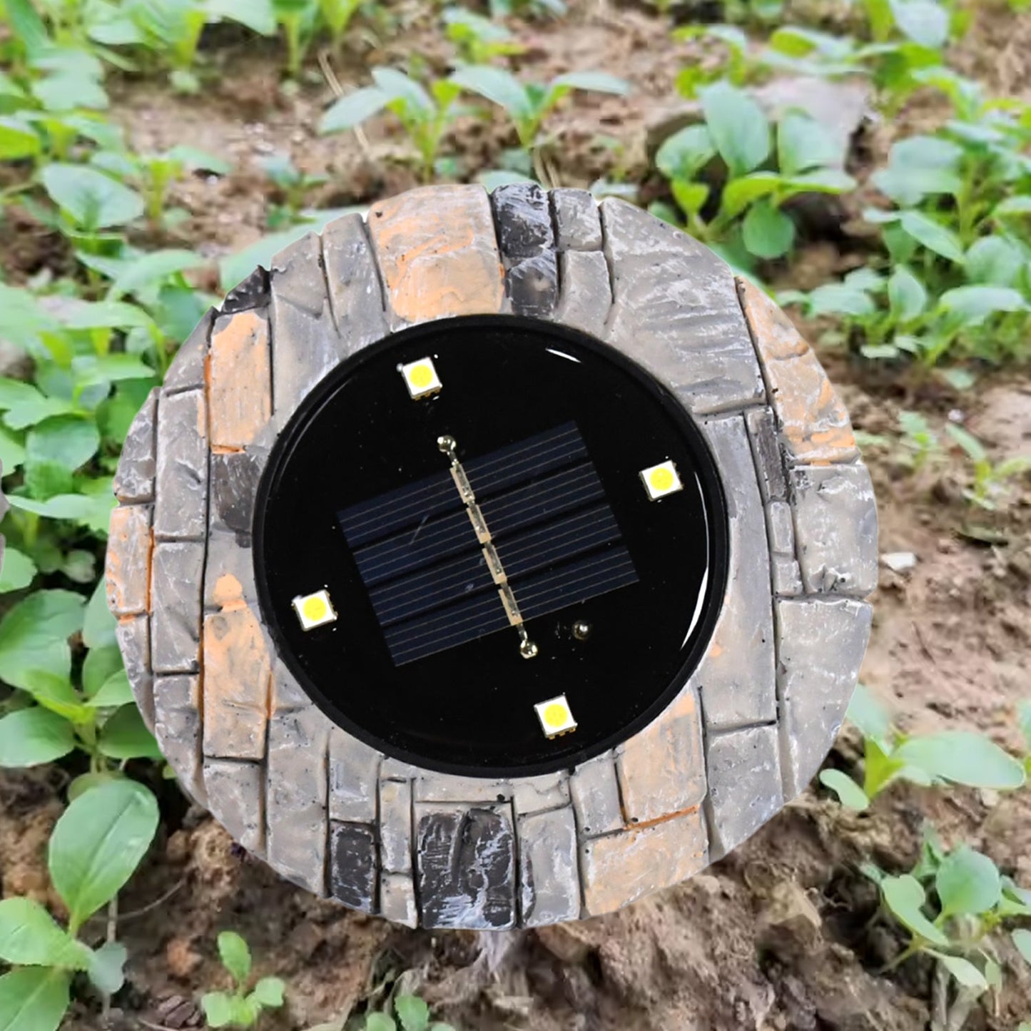 Disk Lights Slate – 2 Pc Heavy-Duty Solar Pathway Lights with 4 LEDs, Weatherproof & Auto On/Off
