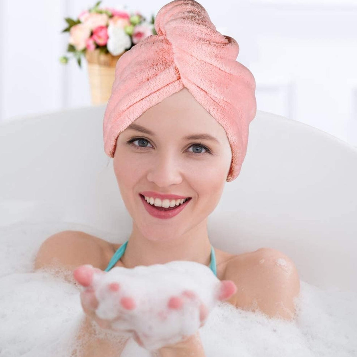 Microfiber Hair Wrap Towel Cap (1 Pc / 63x23 Cm / Random Color)