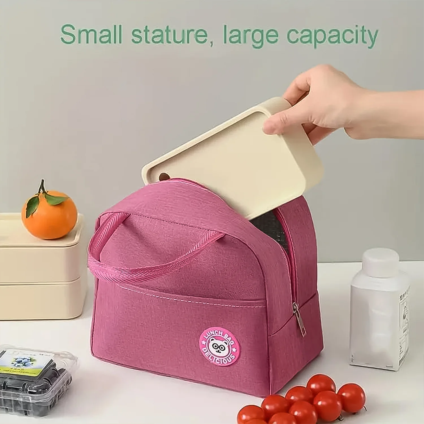 Lunch Box Bag for Women & Men – Insulated Reusable Tote with Zipper, Pockets & Handles
