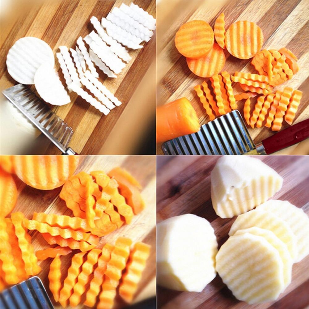 Stainless Steel Crinkle Cutter Knife – Wavy Blade for Veggies & Salad