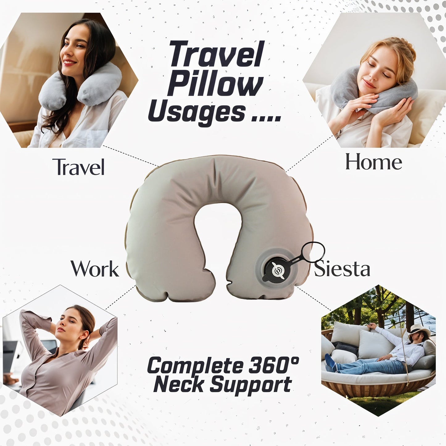 Premium Inflatable Travel Neck Pillow with Air Valve – U-Shape Comfort (1 Pc)