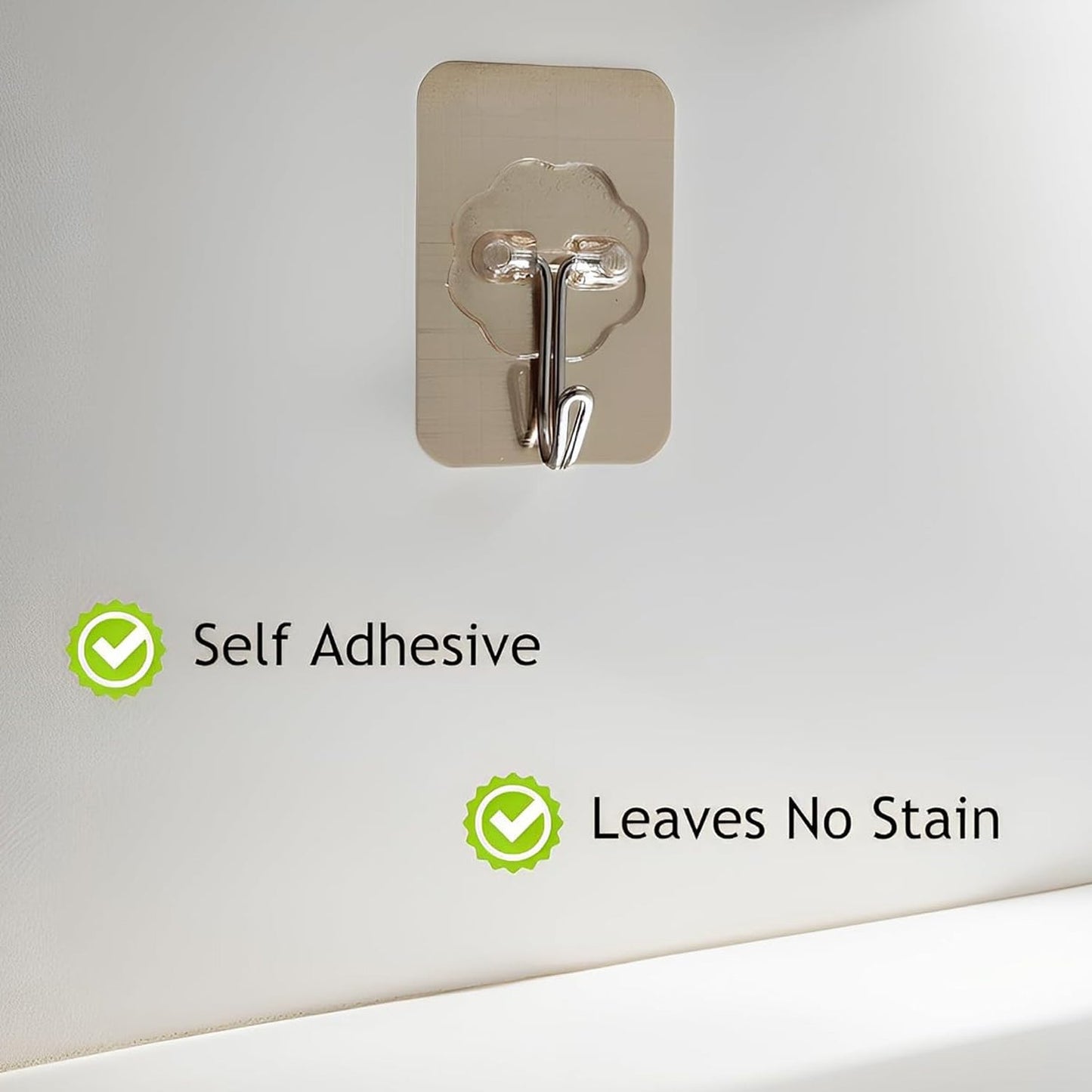 Plastic Adhesive Sticky Waterproof and Oil-Proof Wall Hook (5.5×3.5 Cm) - Pack of 5