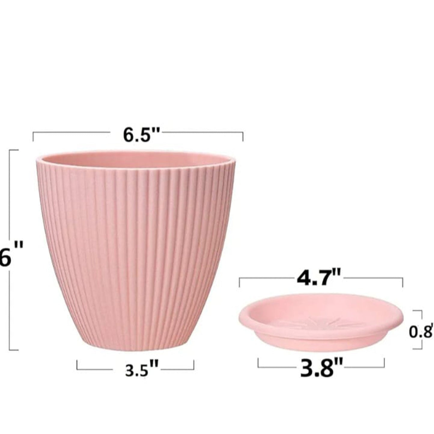 Plastic Flower Pots with Trays – Set of 5 Indoor & Outdoor Planters