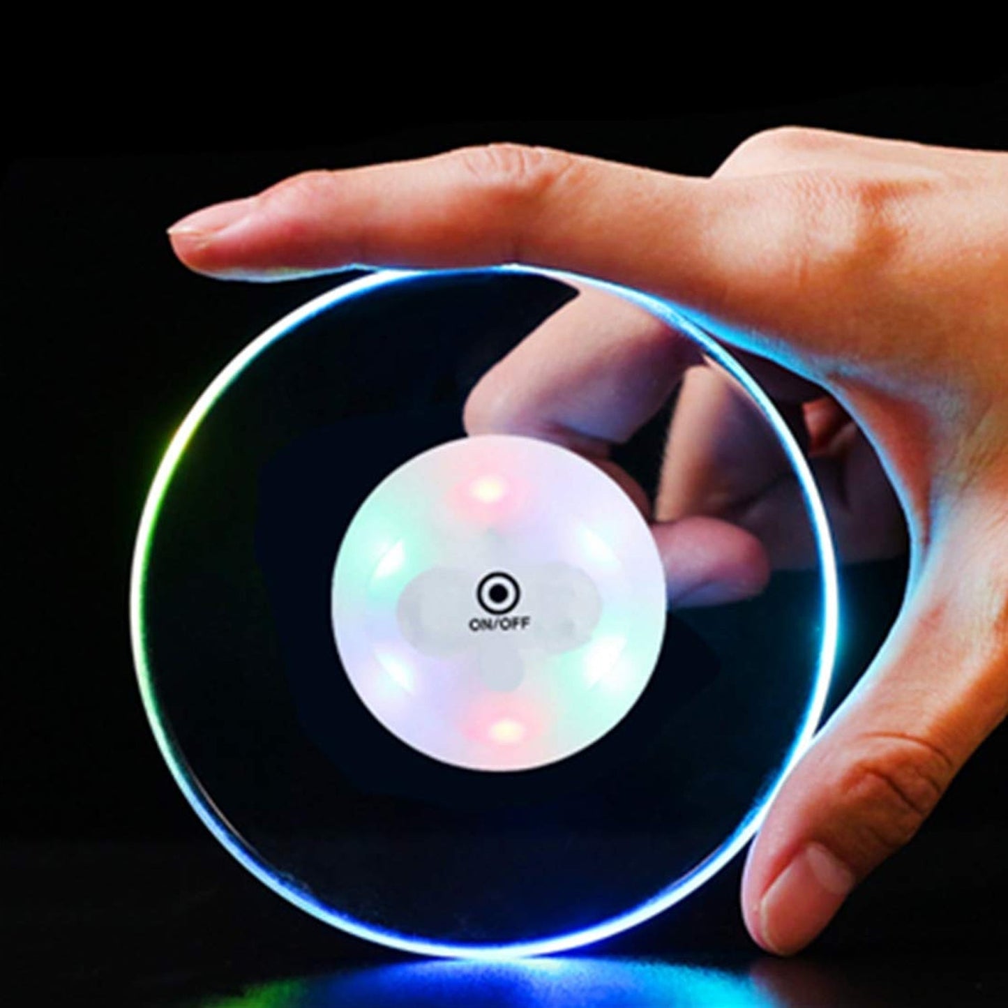 Colorful LED Cocktail Coaster – Ultra-Thin Round Light-Up Drink Coaster, Waterproof & Non-Slip Luminous Base for Party, Bar, Wedding (1 Pc)